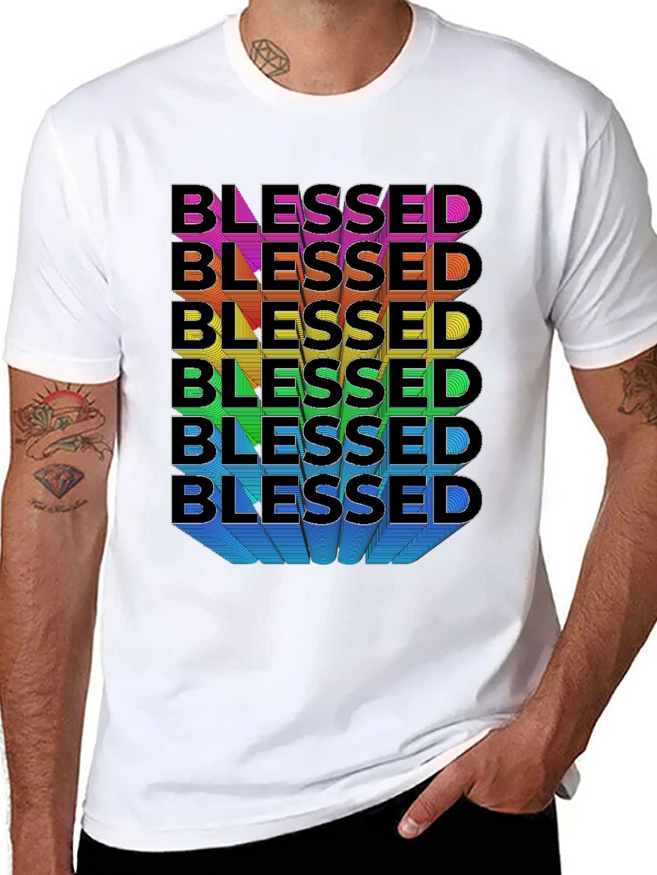 Blessed Rainbow Graphic T-Shirt