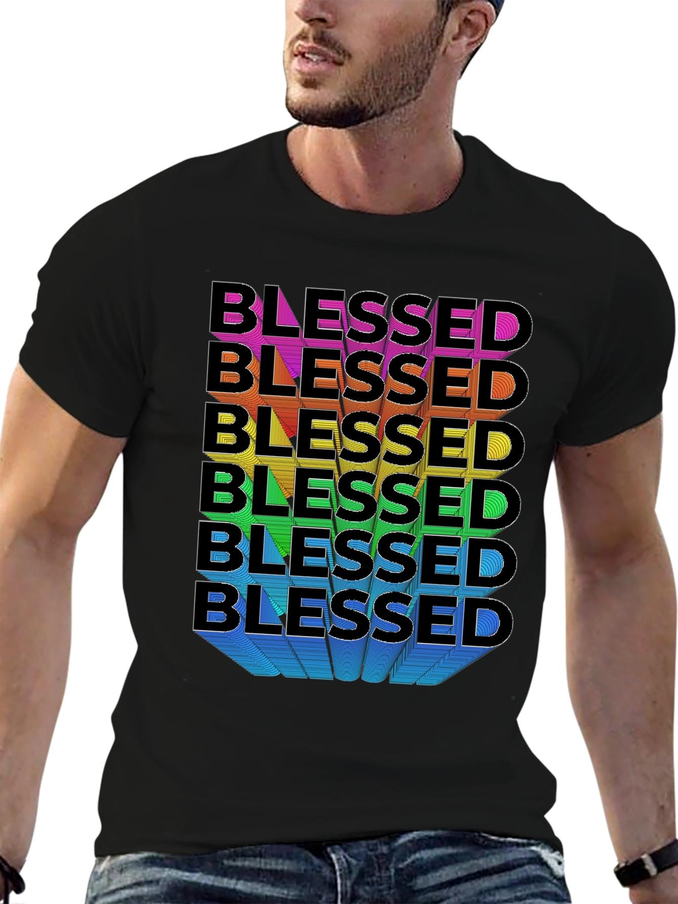 Blessed Rainbow Graphic T-Shirt