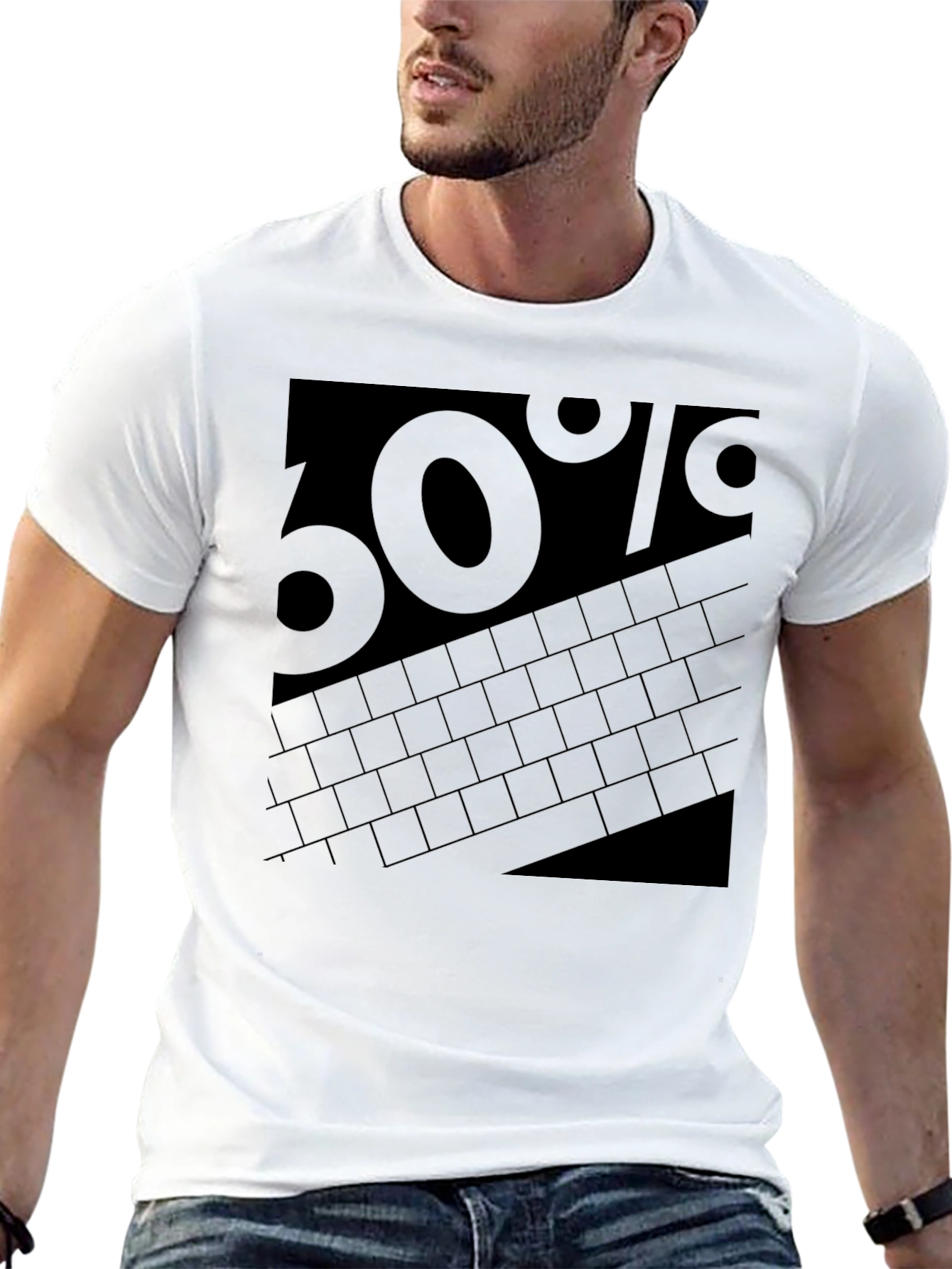 Mens Black 60% Graphic T-Shirt