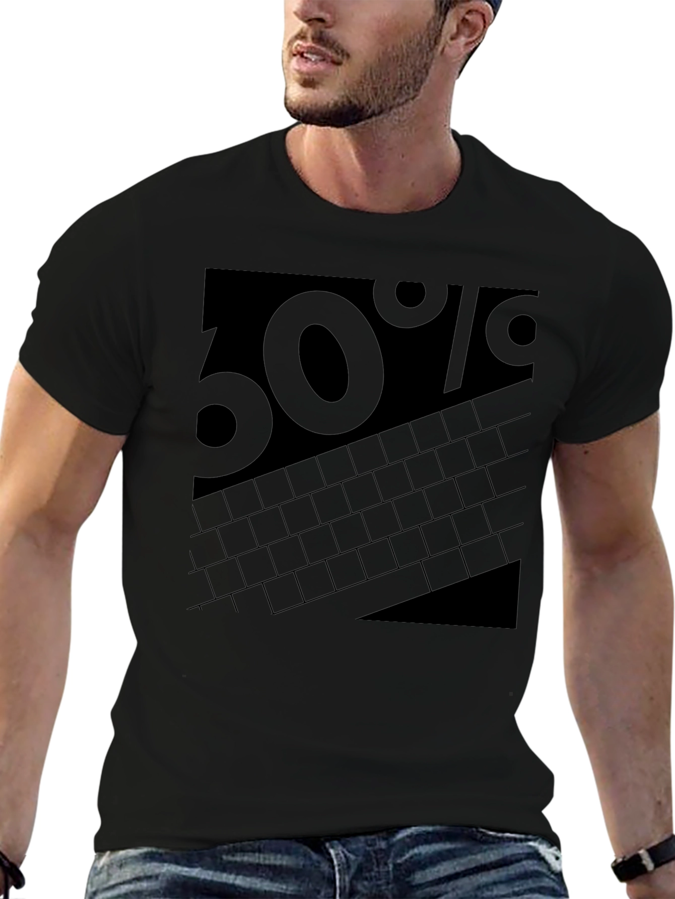 Mens Black 60% Graphic T-Shirt