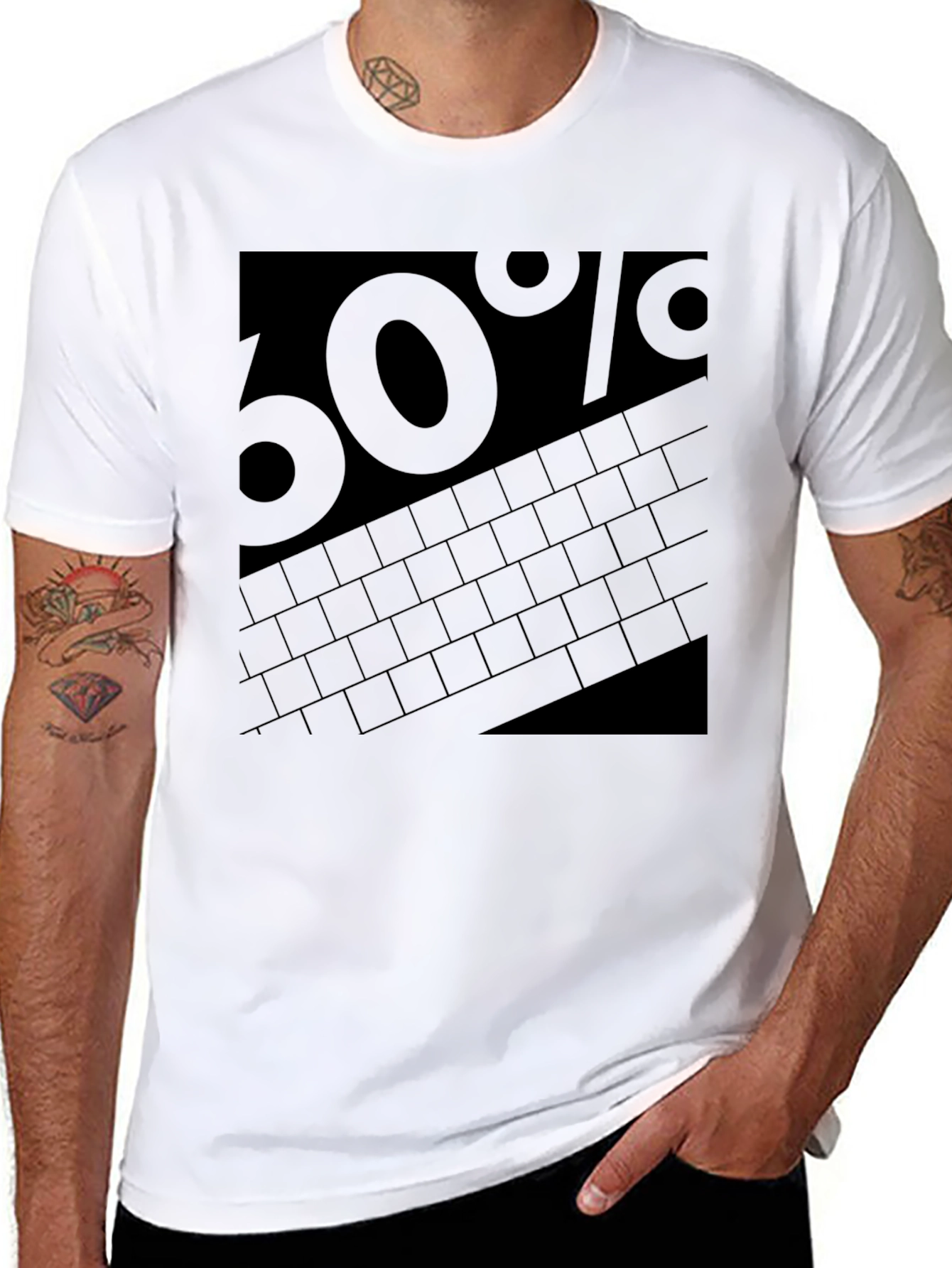 Mens Black 60% Graphic T-Shirt