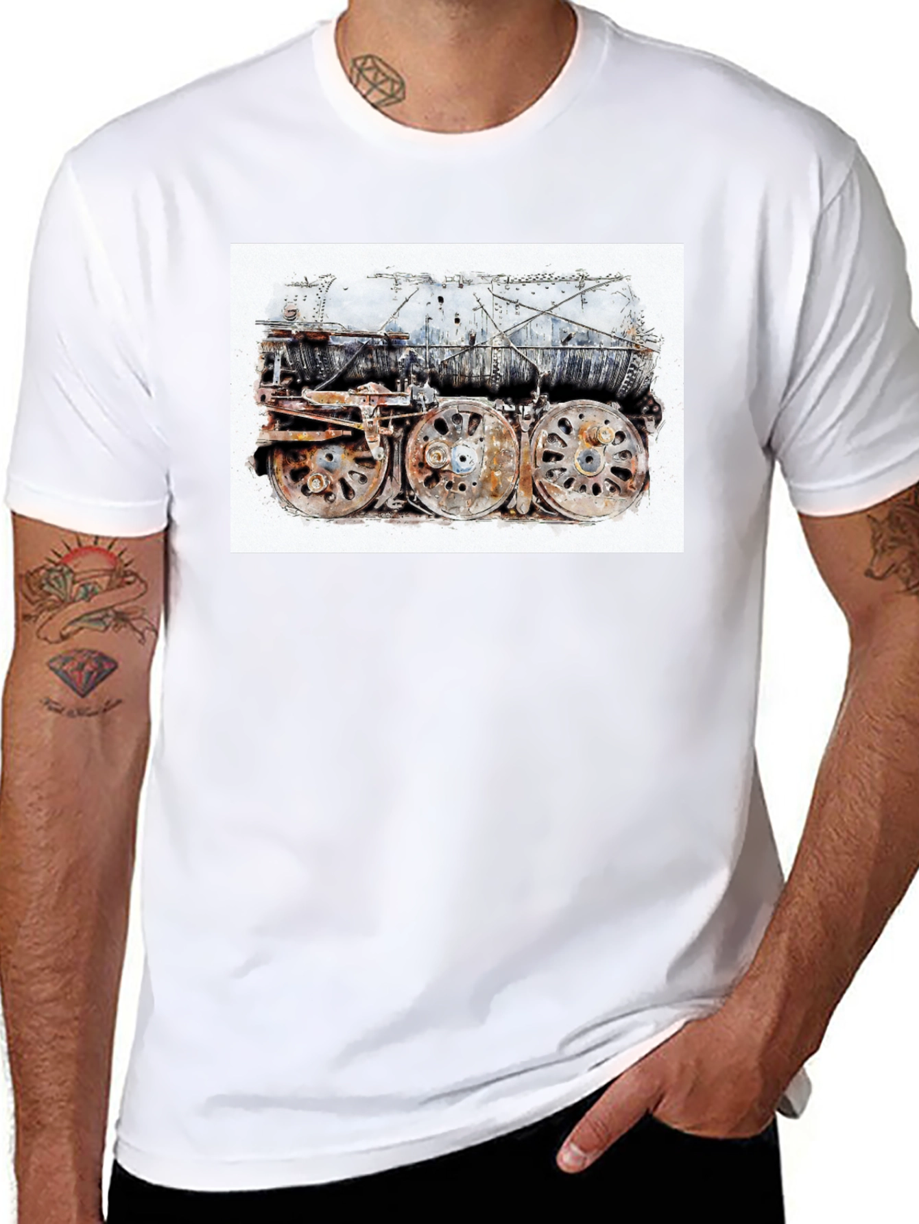 Steam Train Graphic Tee - Black Cotton Comfort