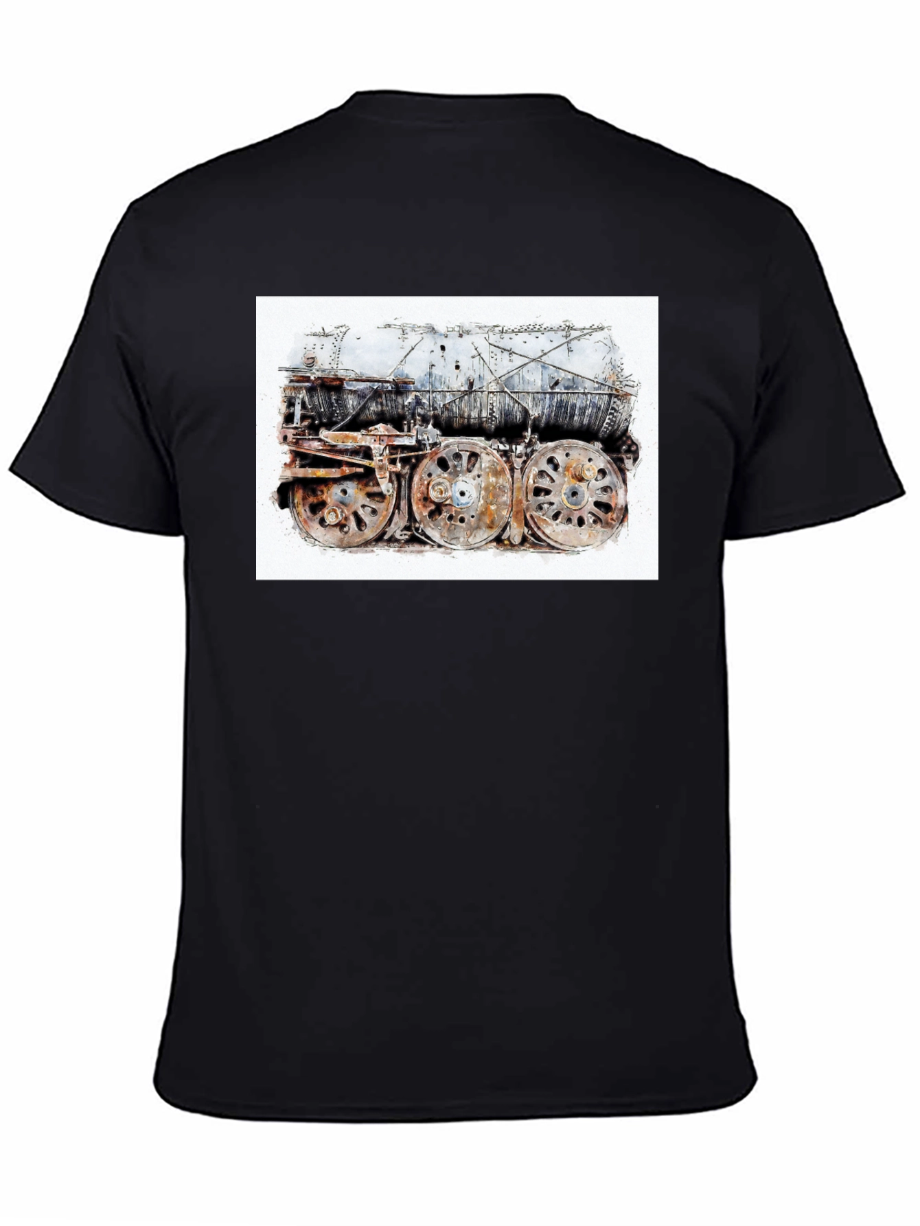 Steam Train Graphic Tee - Black Cotton Comfort