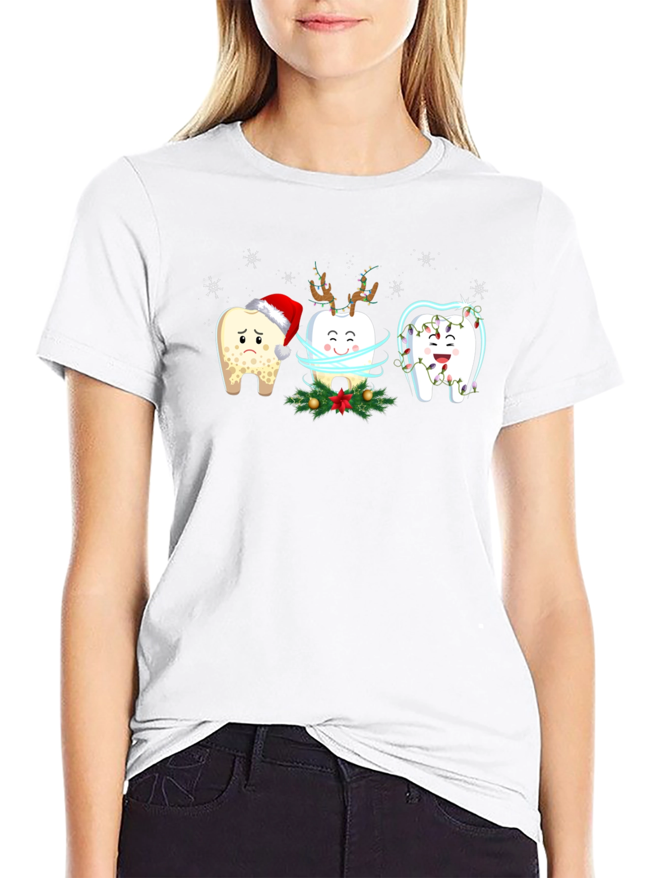 Festive Tooth Graphic T-Shirt - Dental Holiday Cheer!