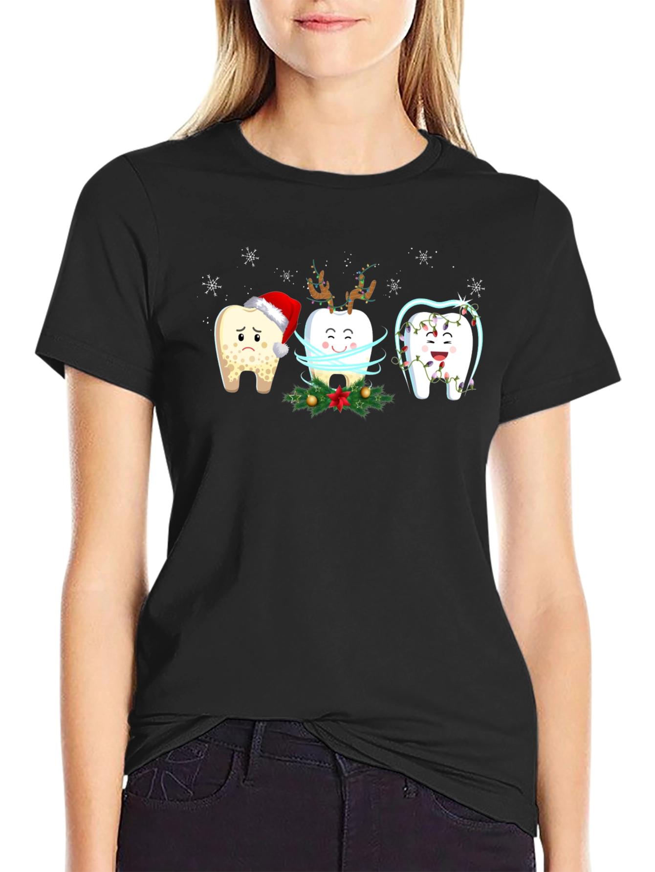 Festive Tooth Graphic T-Shirt - Dental Holiday Cheer!