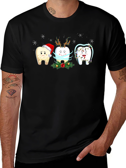 Festive Tooth Graphic T-Shirt - Dental Holiday Cheer!