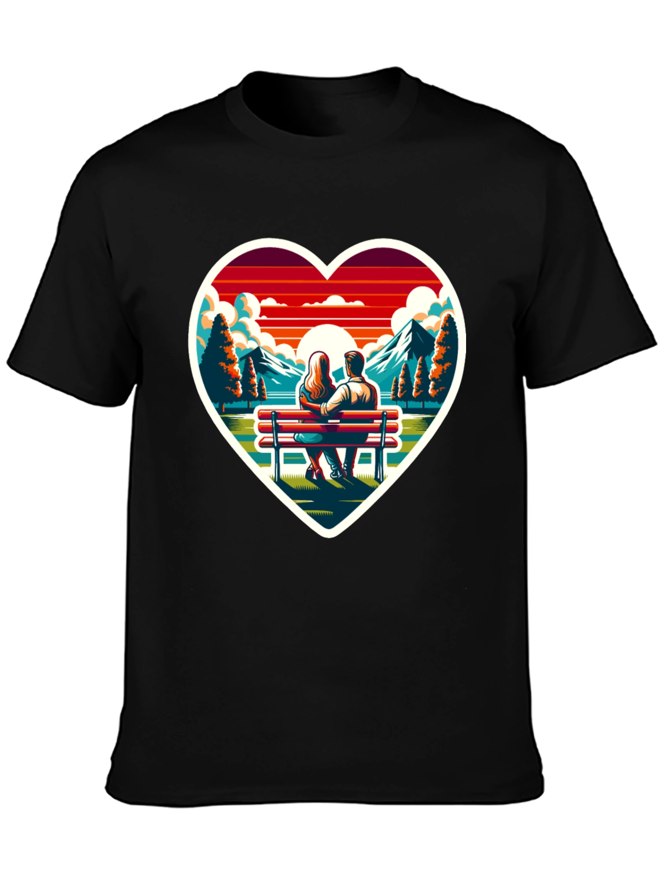 Heart Sunset Couple T-Shirt