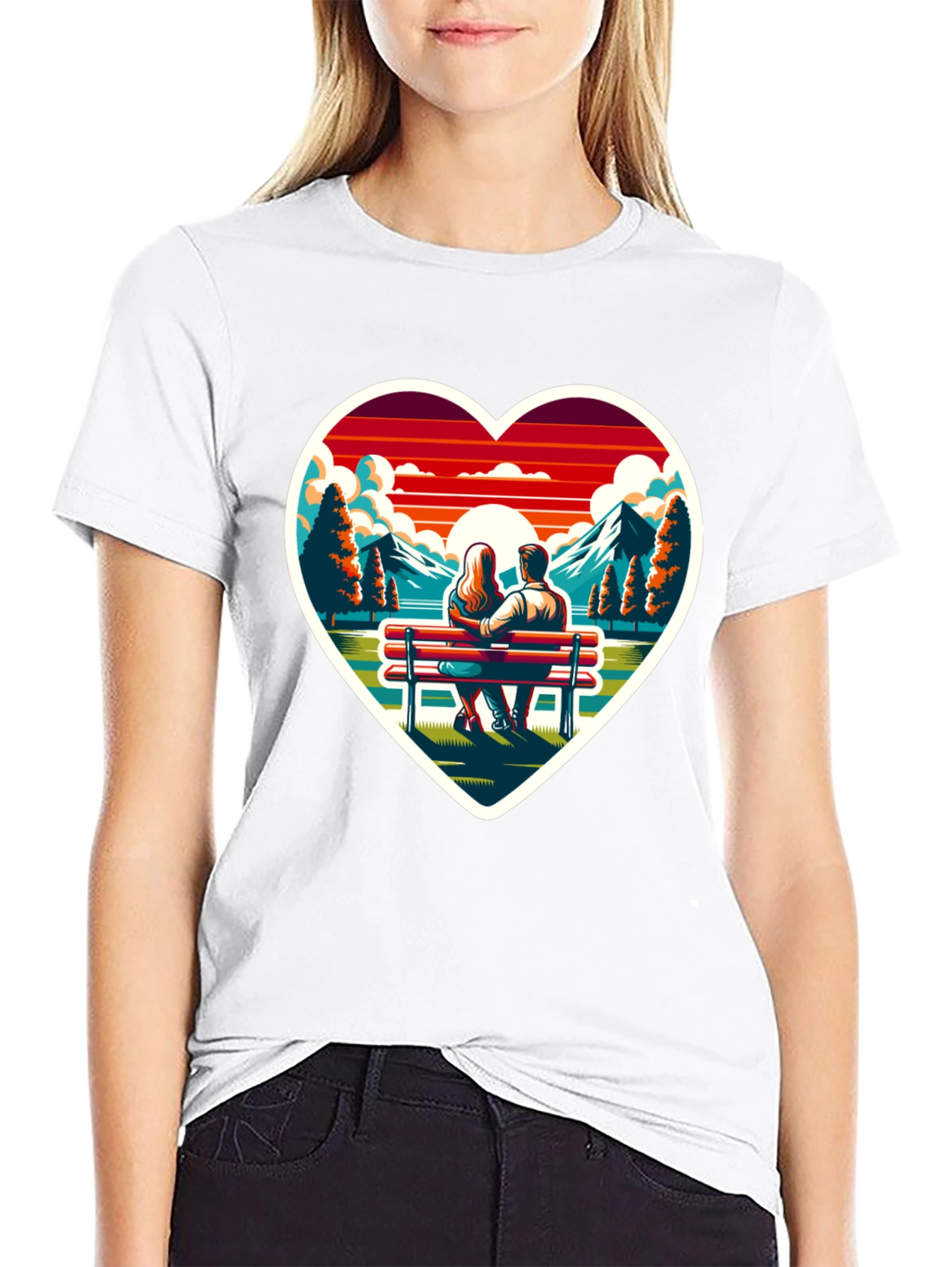 Heart Sunset Couple T-Shirt