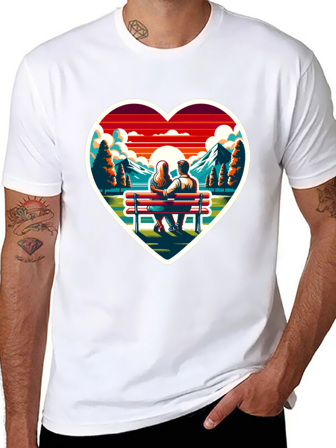 Heart Sunset Couple T-Shirt
