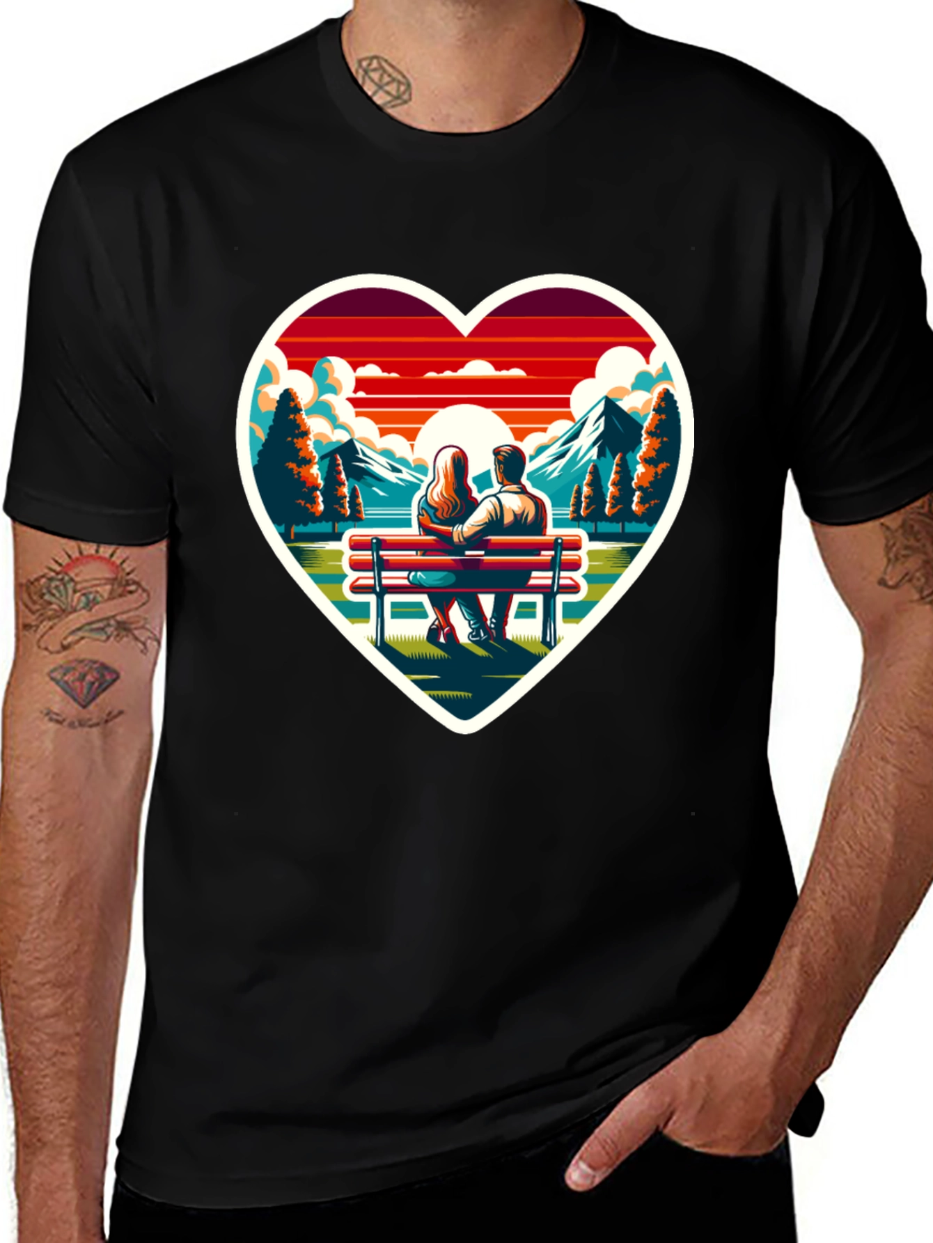 Heart Sunset Couple T-Shirt