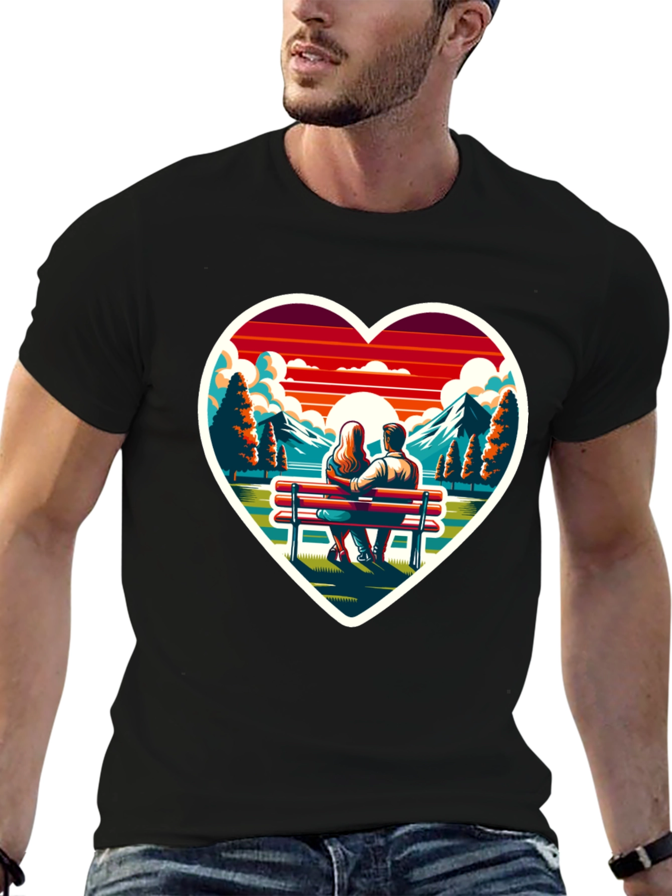 Heart Sunset Couple T-Shirt