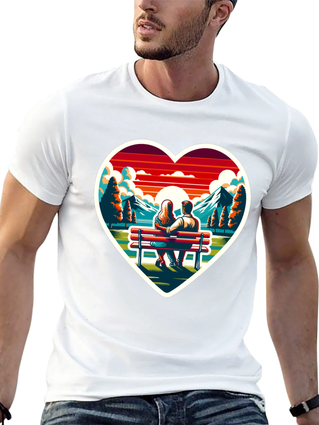 Heart Sunset Couple T-Shirt