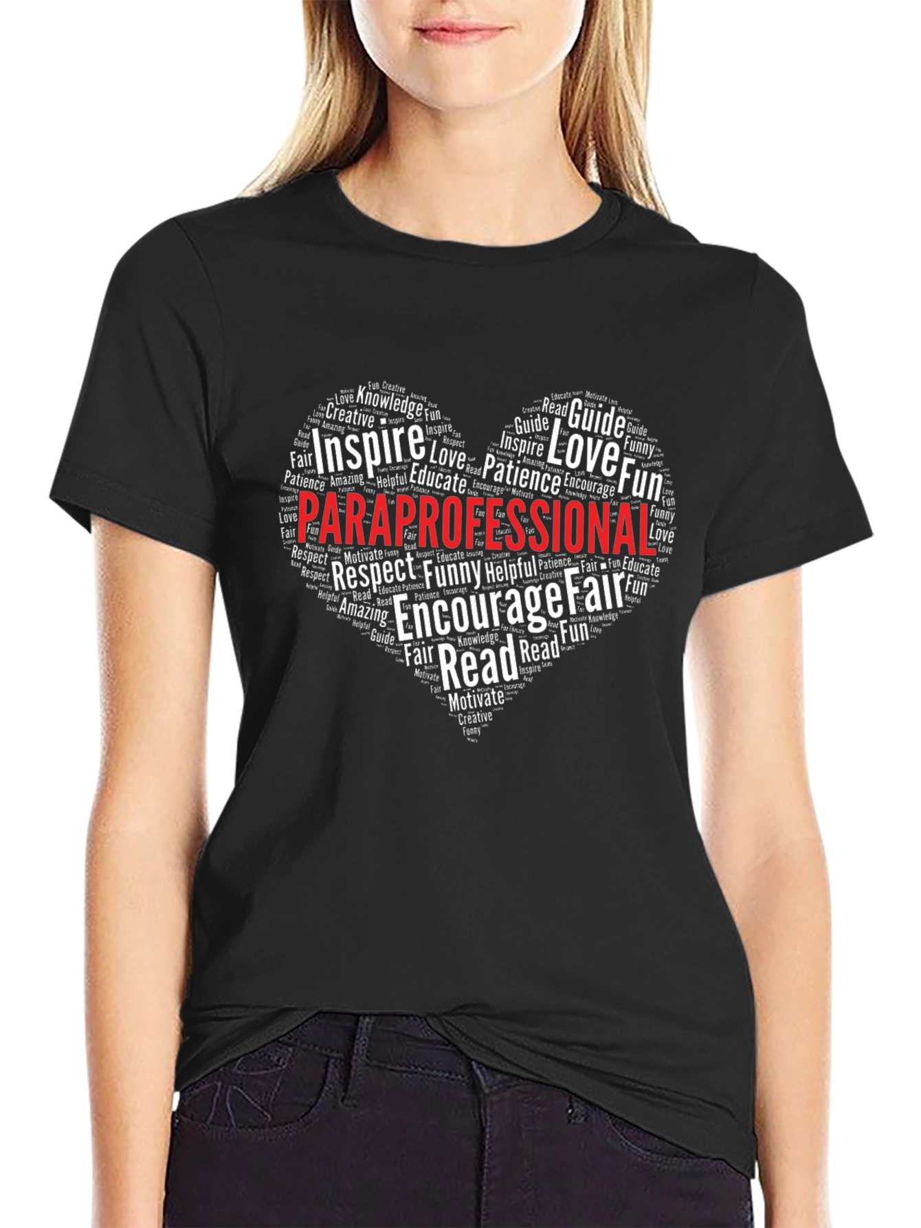 Paraprofessional Heart Word Art T-Shirt