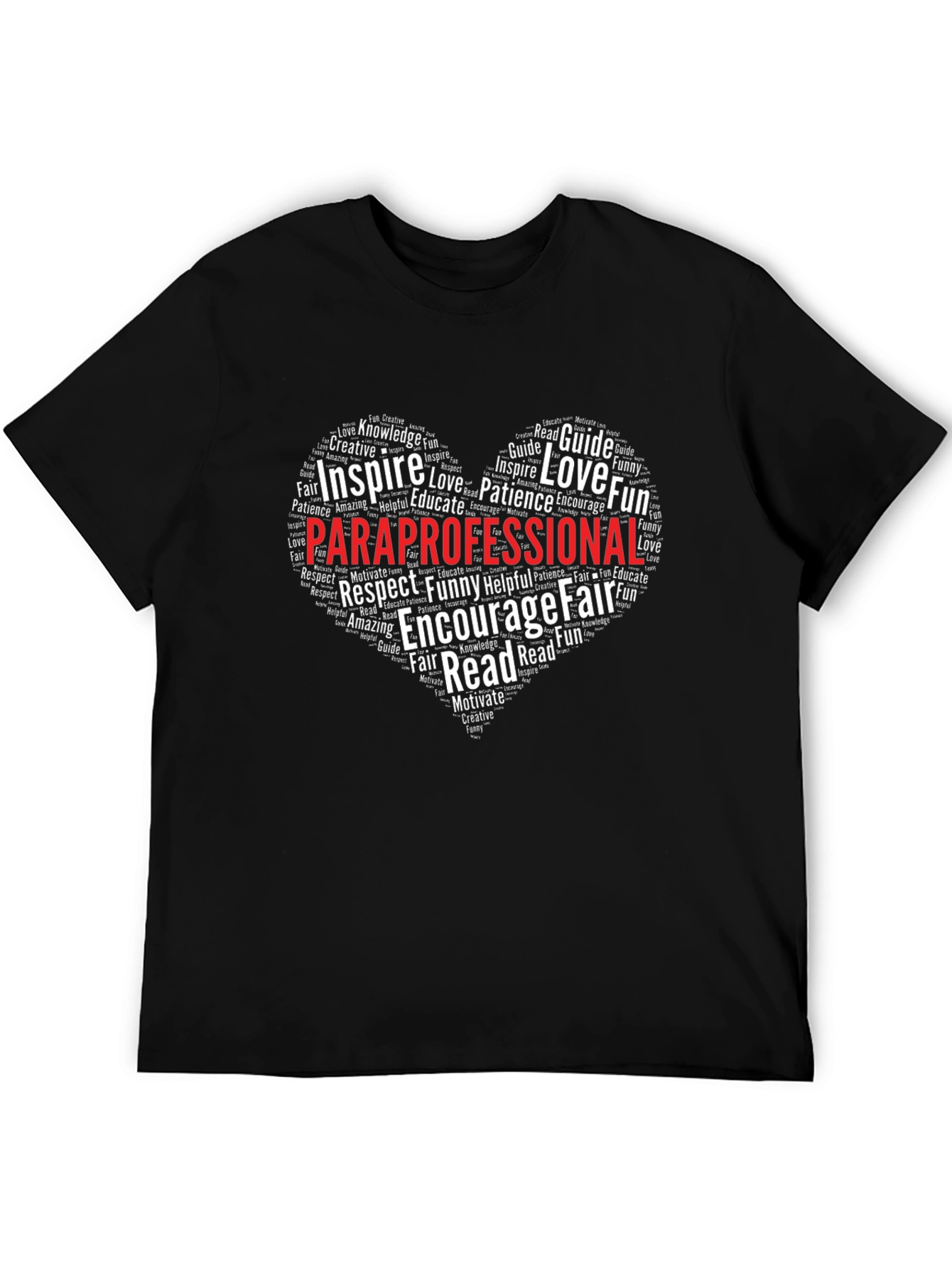 Paraprofessional Heart Word Art T-Shirt