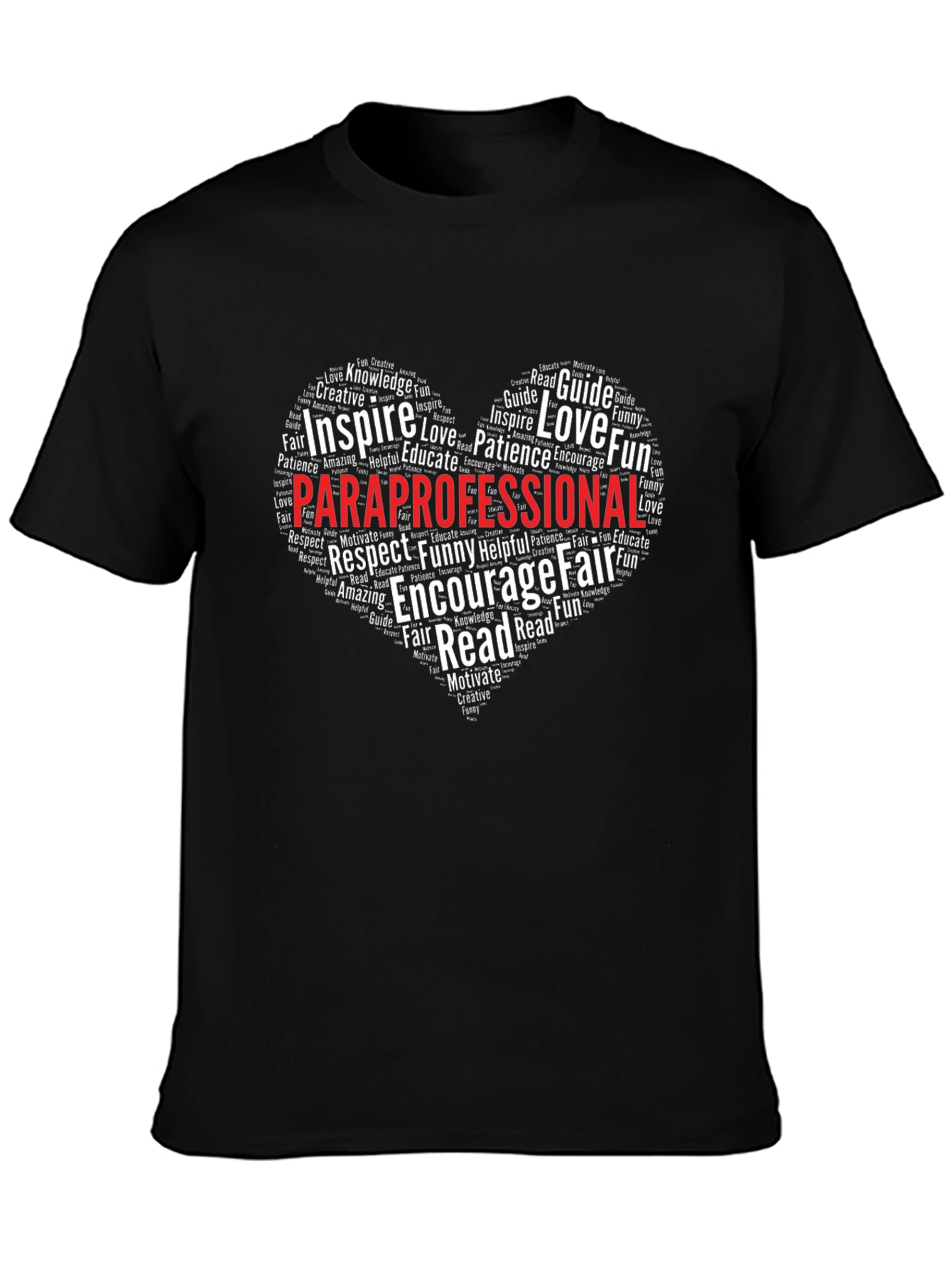 Paraprofessional Heart Word Art T-Shirt