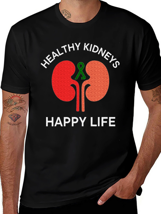 Healthy Kidneys Happy Life Black T-Shirt