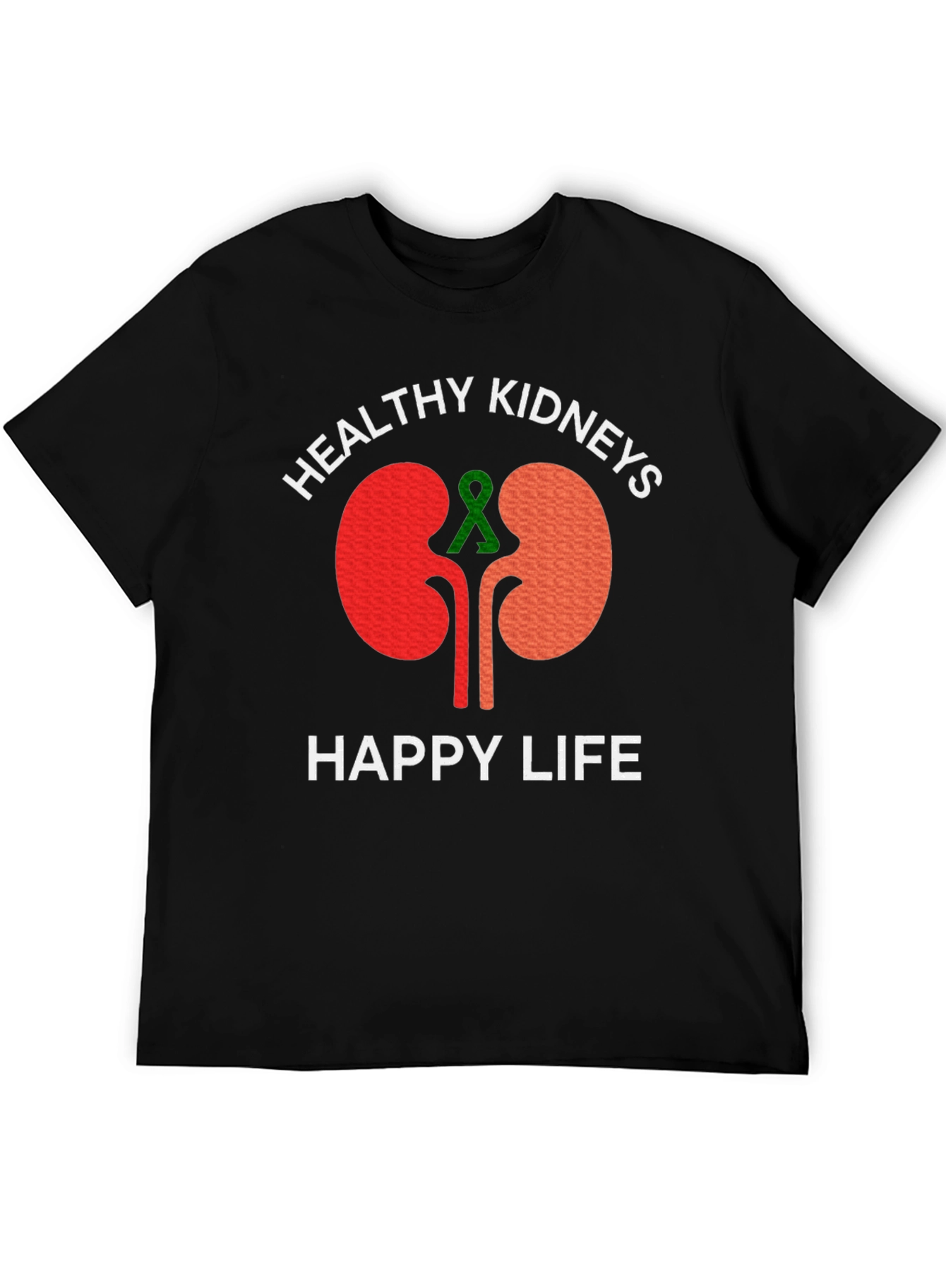Healthy Kidneys Happy Life Black T-Shirt