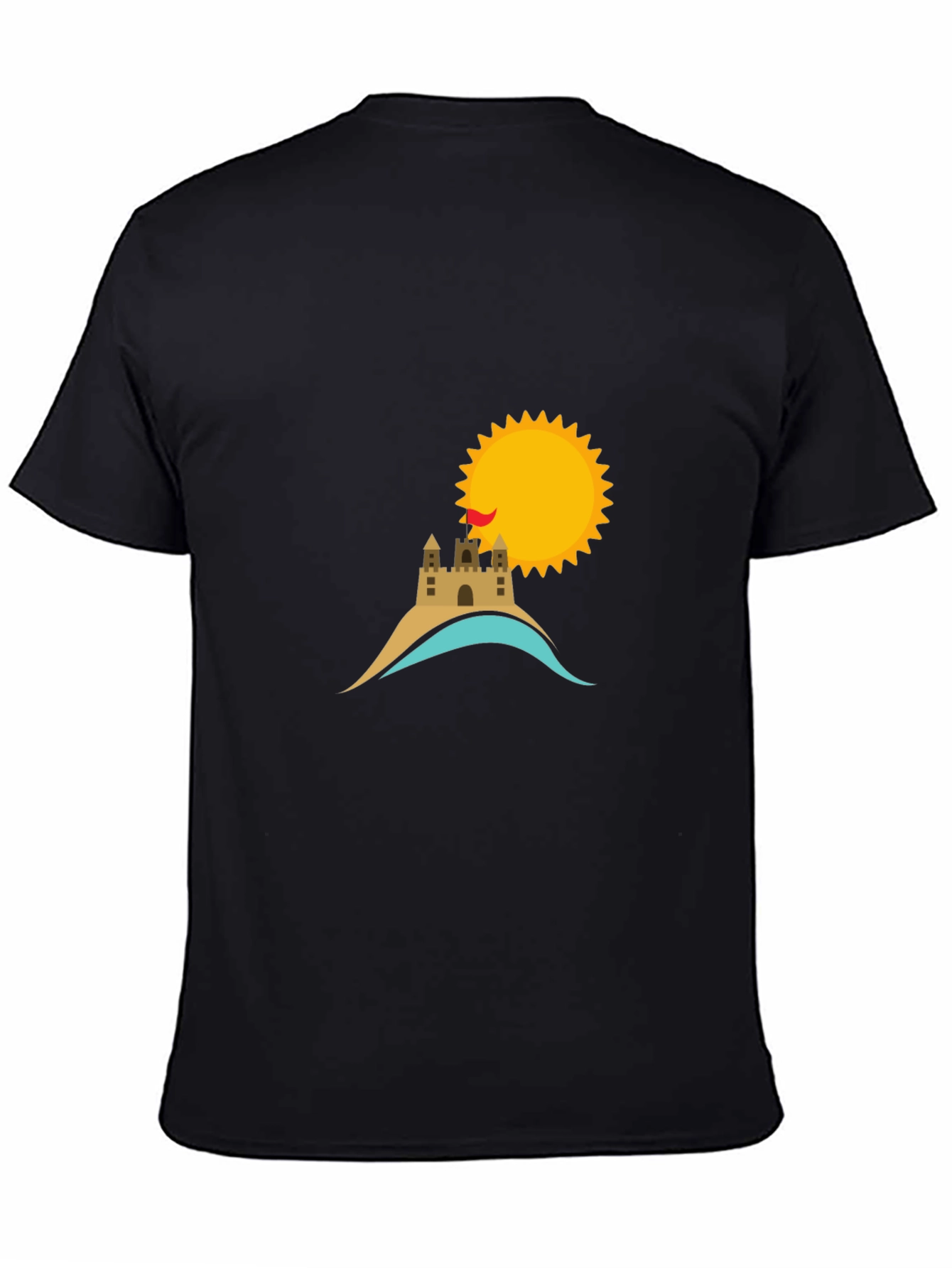 Beach Castle & Sun Graphic Tee - Black
