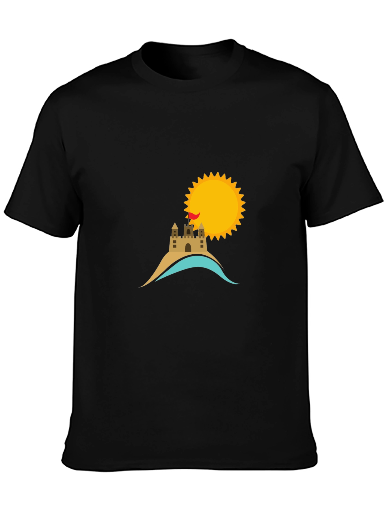 Beach Castle & Sun Graphic Tee - Black