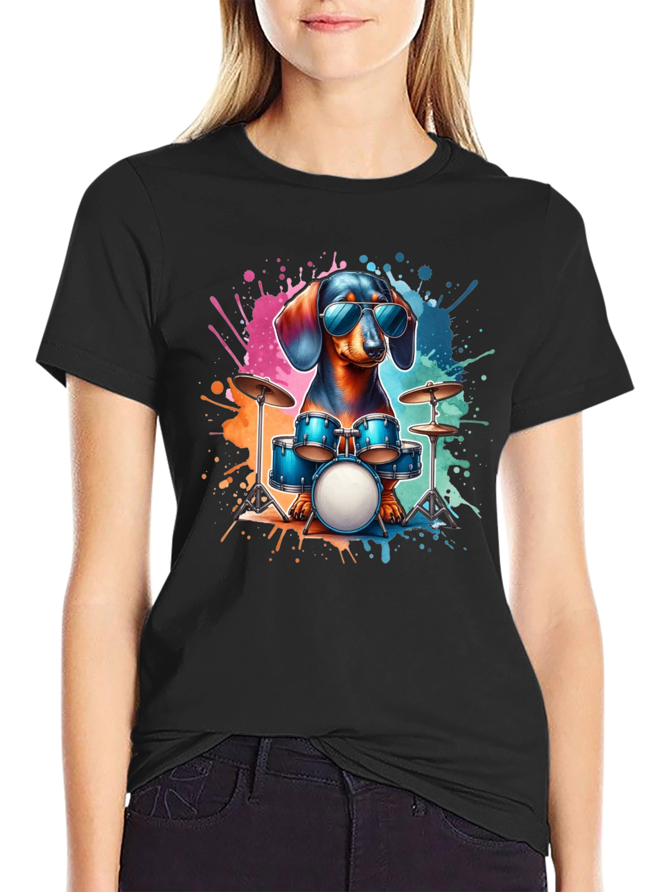 Cool Dachshund Drummer T-Shirt