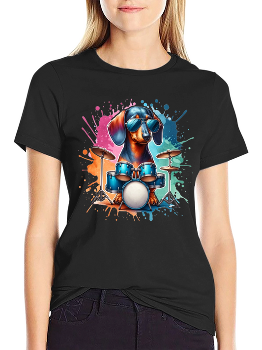 Cool Dachshund Drummer T-Shirt