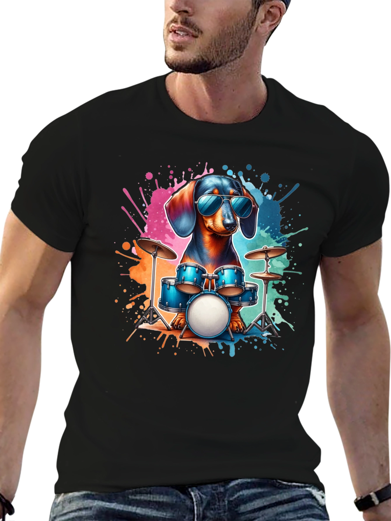 Cool Dachshund Drummer T-Shirt