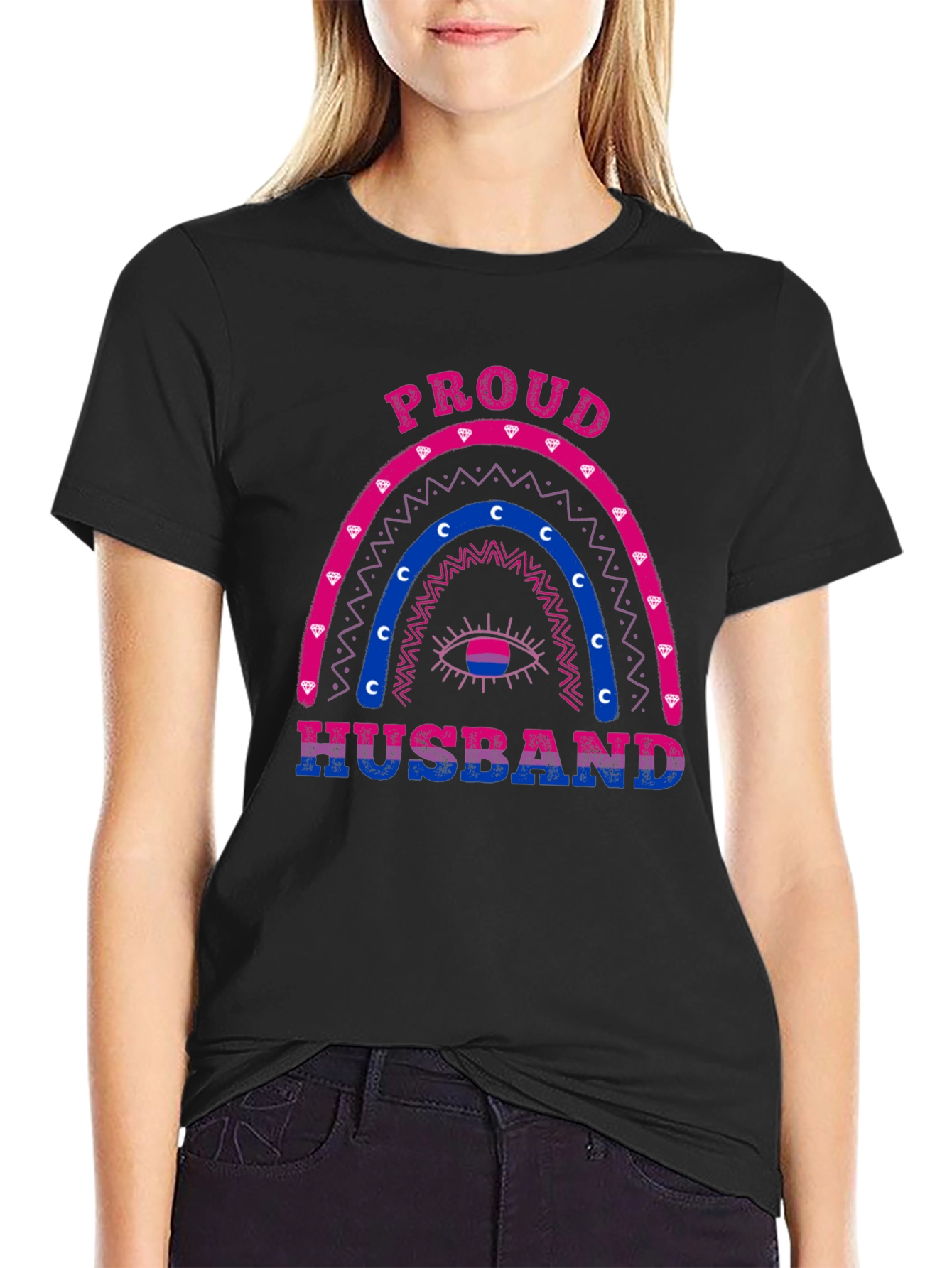 Proud Husband Bi Rainbow Graphic T-Shirt