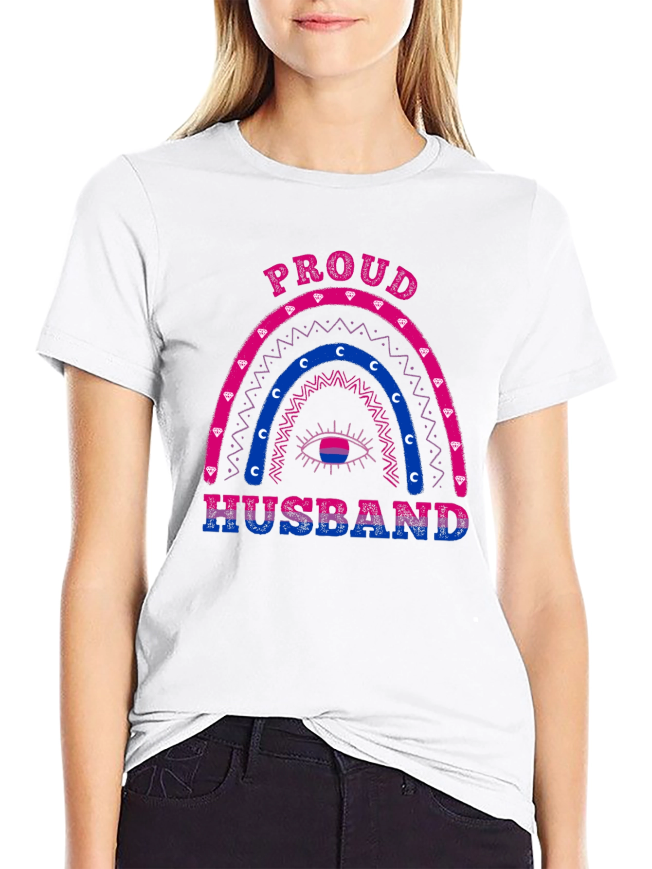 Proud Husband Bi Rainbow Graphic T-Shirt