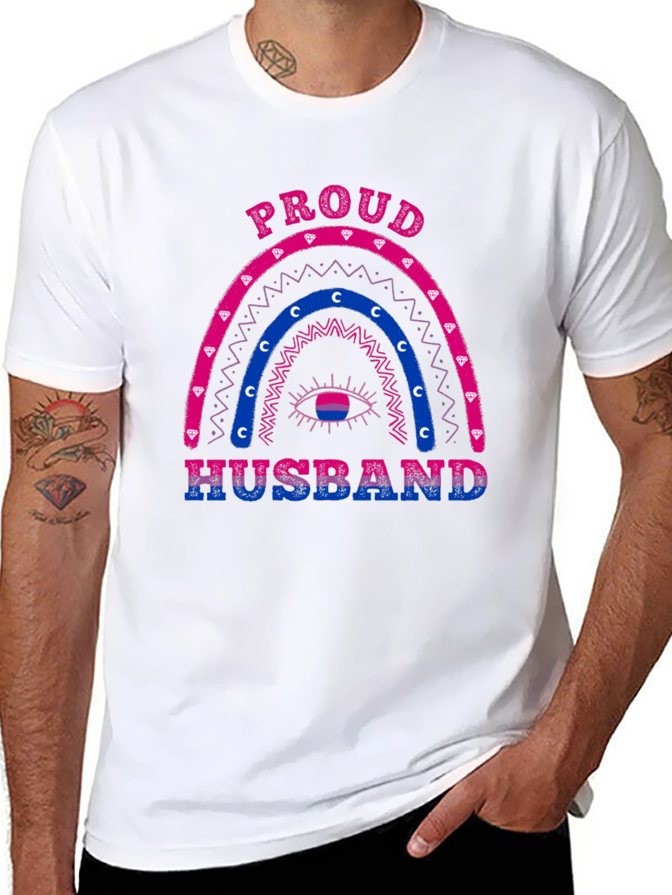 Proud Husband Bi Rainbow Graphic T-Shirt