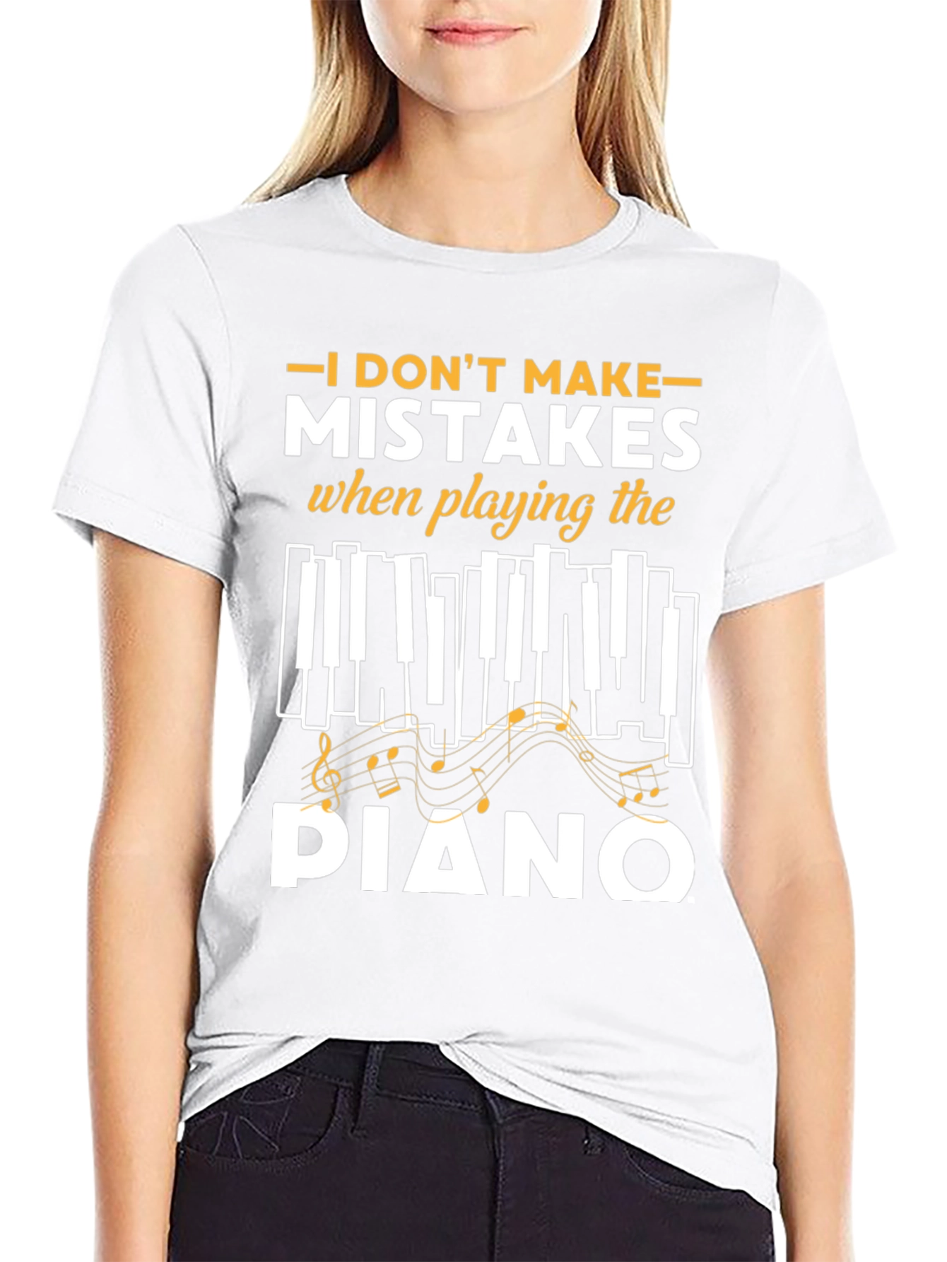 I Dont Make Mistakes Playing Piano Black T-Shirt