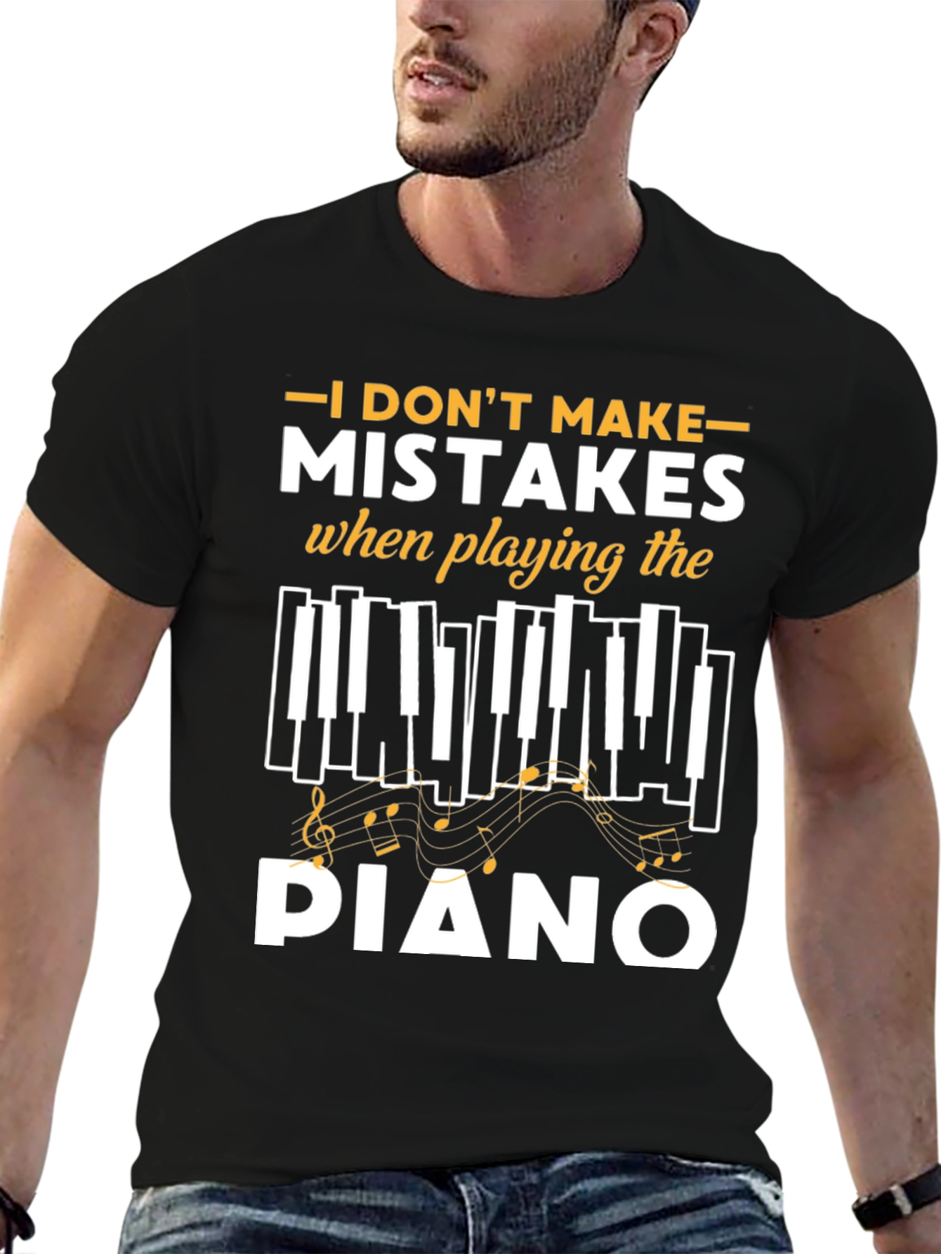 I Dont Make Mistakes Playing Piano Black T-Shirt