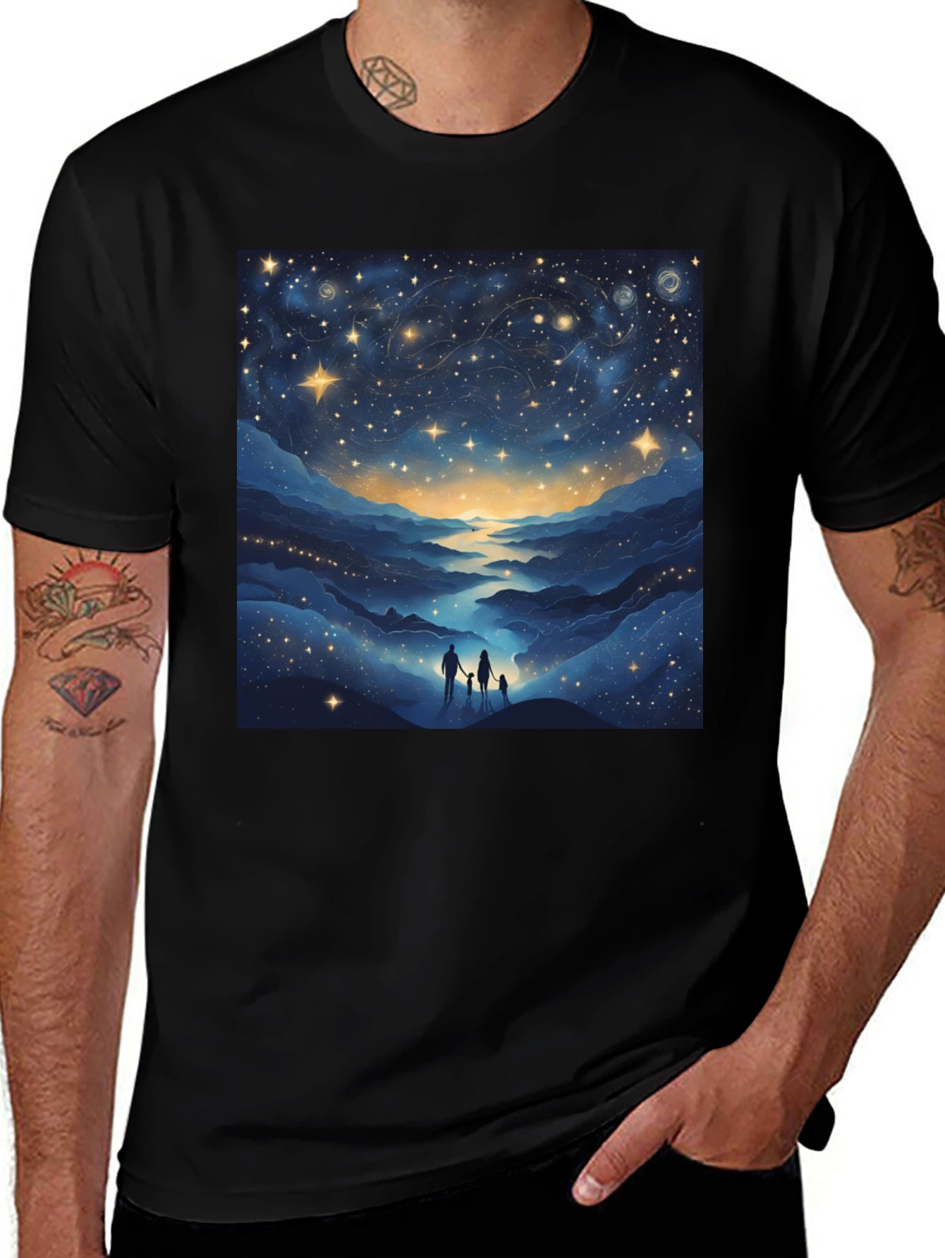 Starry Night Family Tee - Celestial Graphic T-Shirt