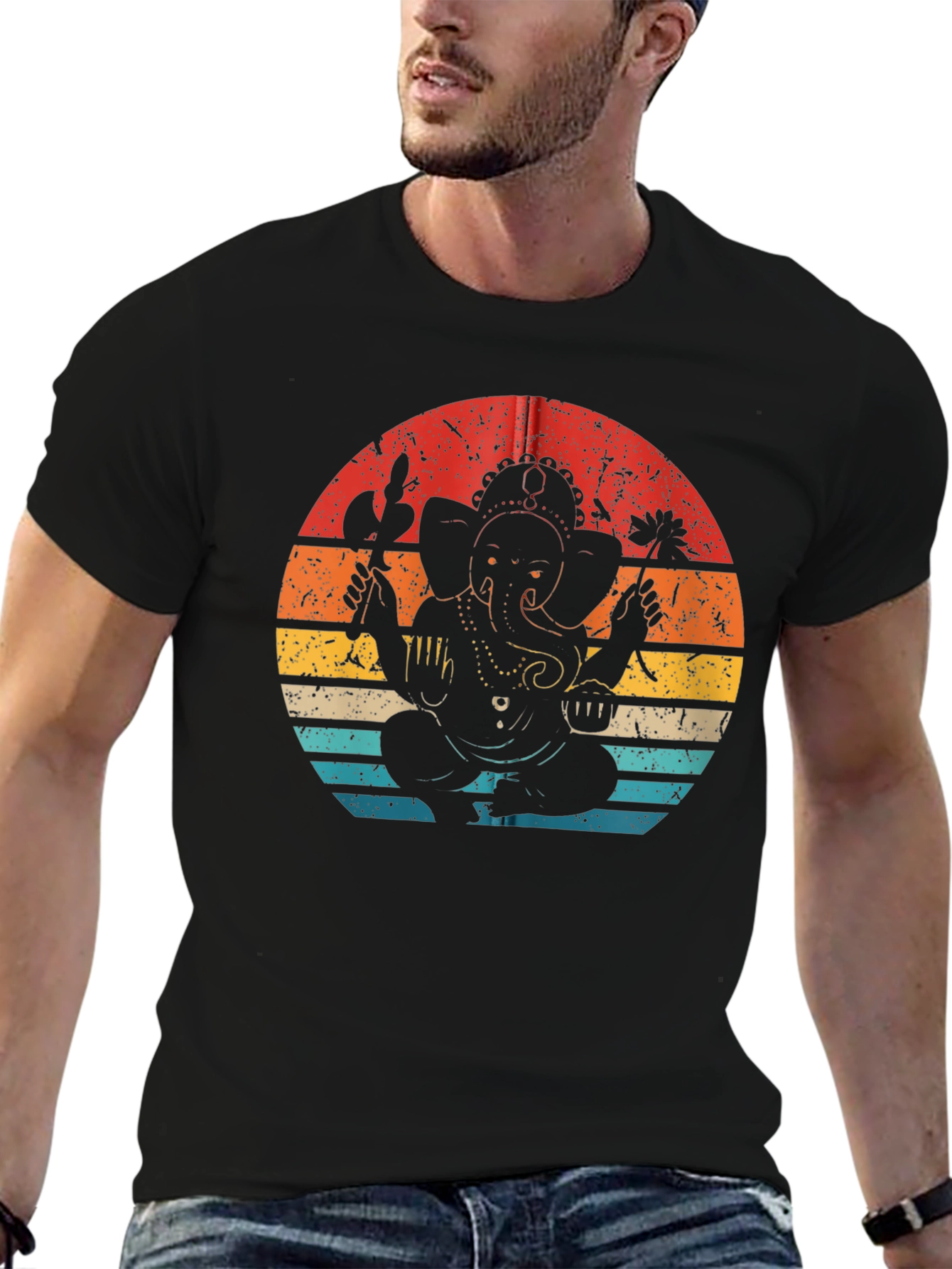 Ganesh Graphic Tee - Retro Style Black T-Shirt