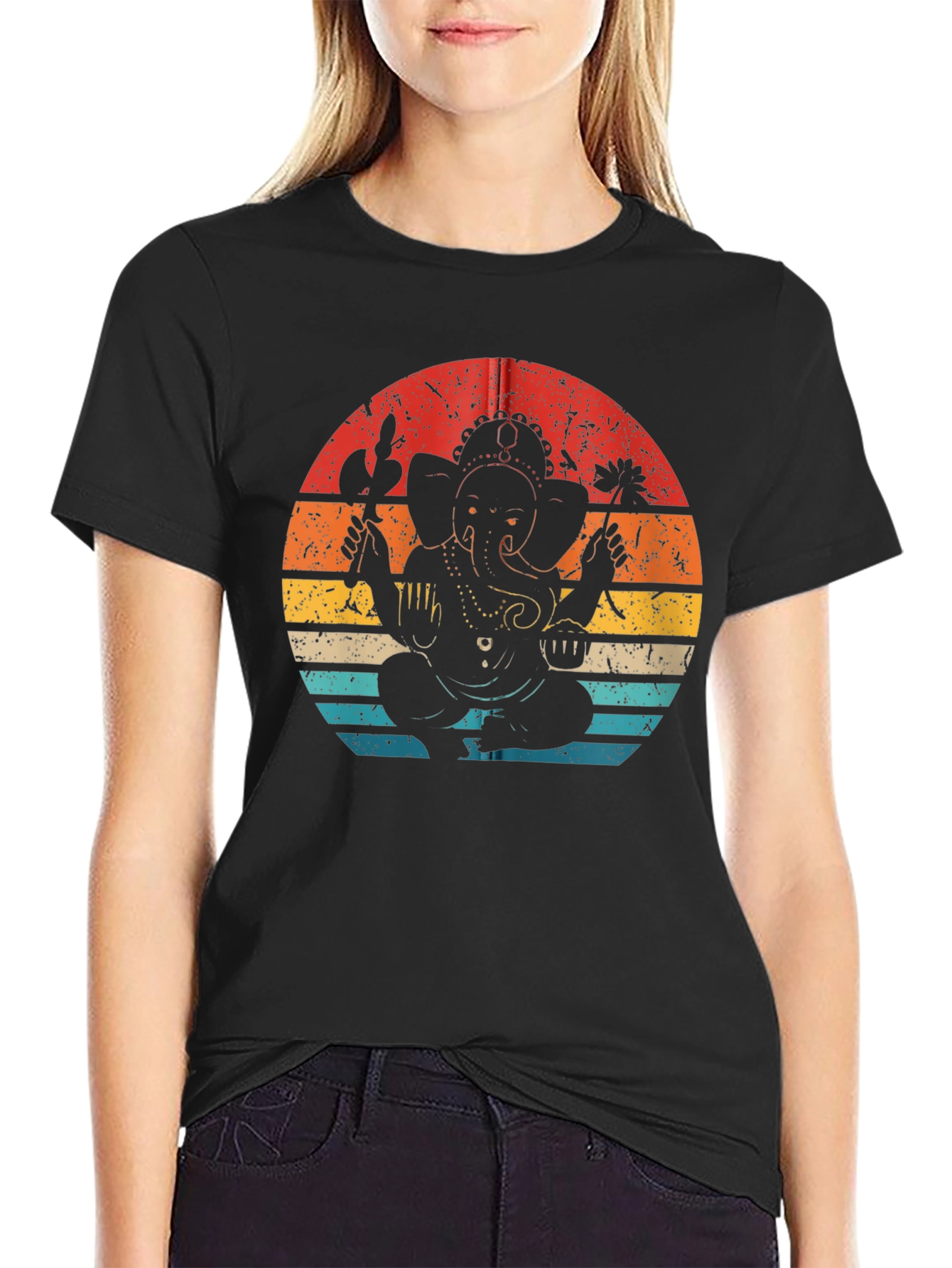 Ganesh Graphic Tee - Retro Style Black T-Shirt