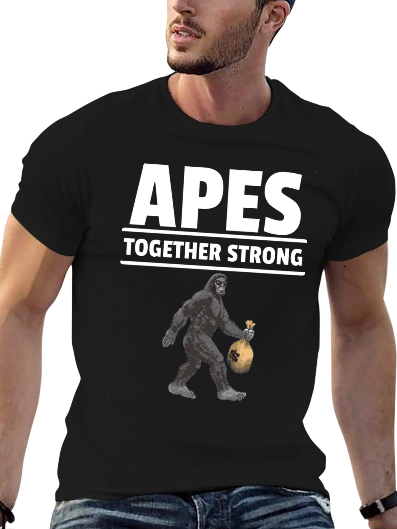 Apes Together Strong Graphic Tee - Black Cotton T-Shirt