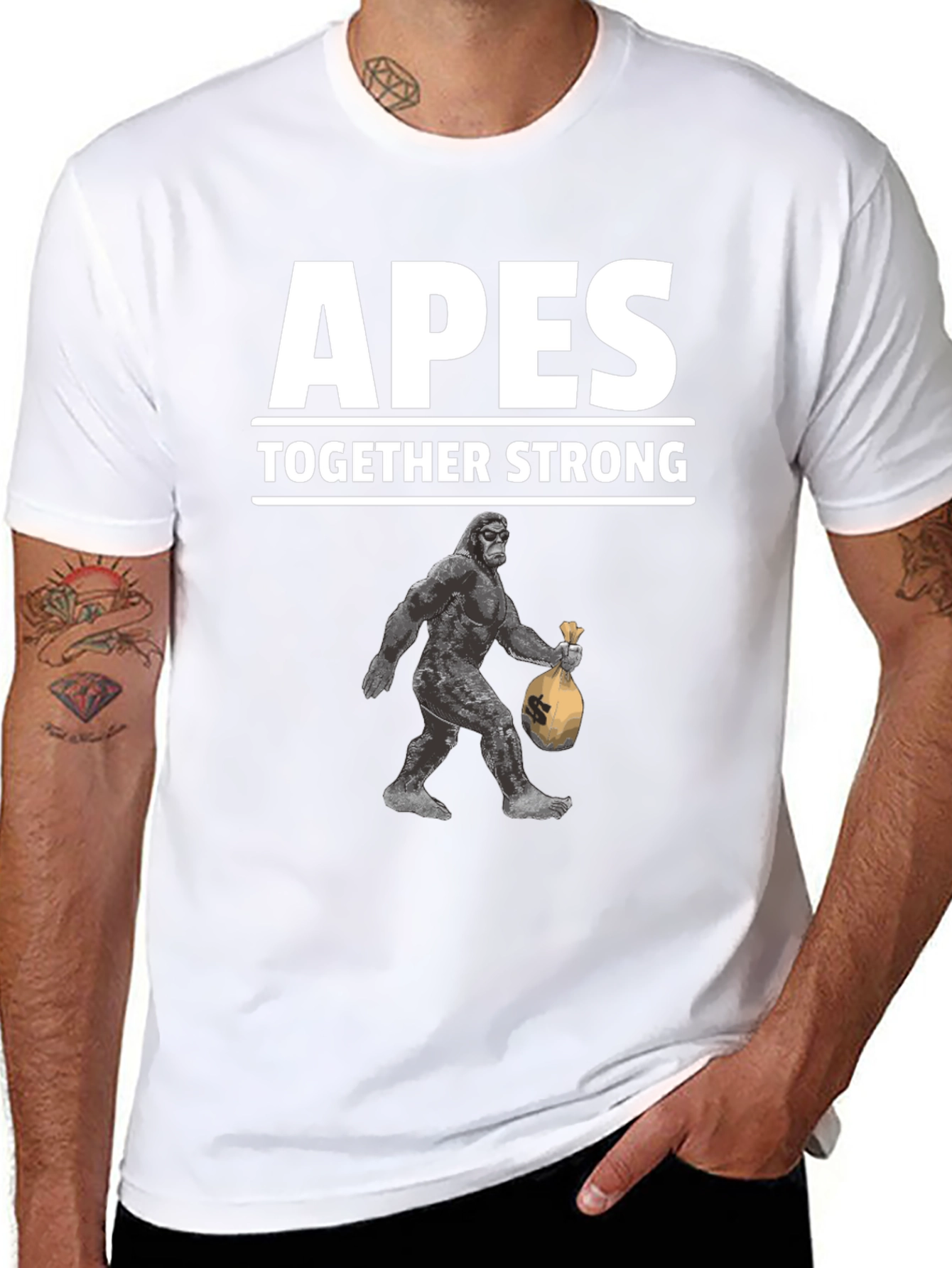 Apes Together Strong Graphic Tee - Black Cotton T-Shirt
