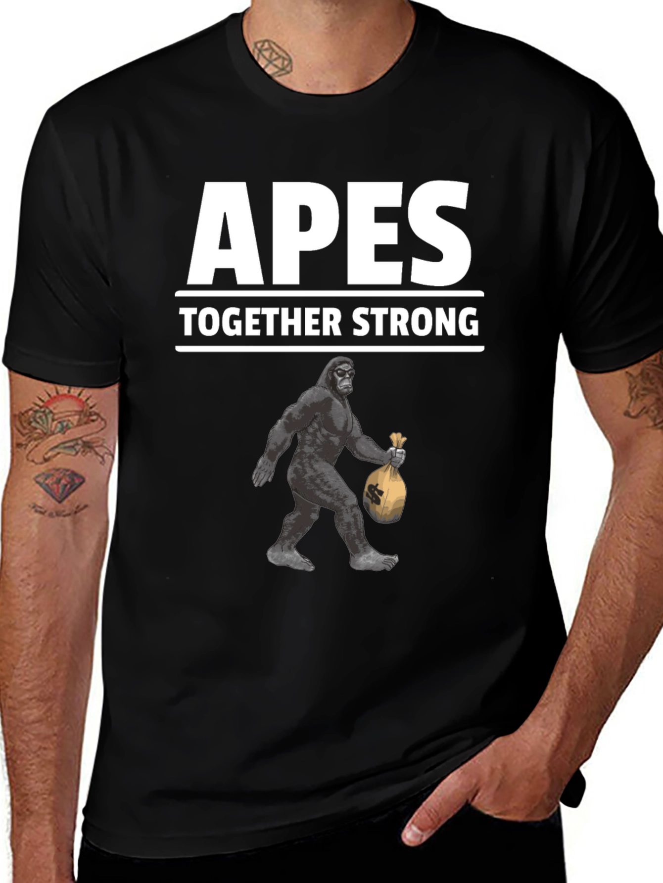 Apes Together Strong Graphic Tee - Black Cotton T-Shirt
