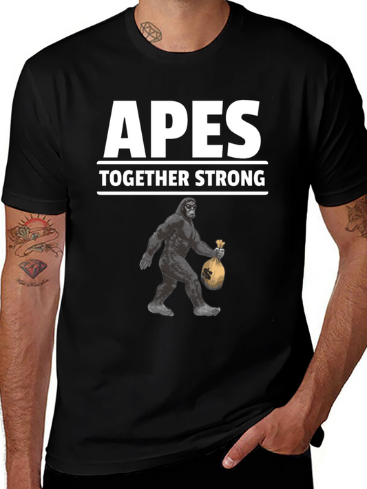 Apes Together Strong Graphic Tee - Black Cotton T-Shirt