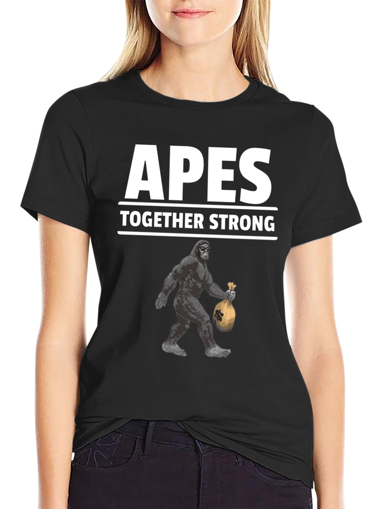 Apes Together Strong Graphic Tee - Black Cotton T-Shirt