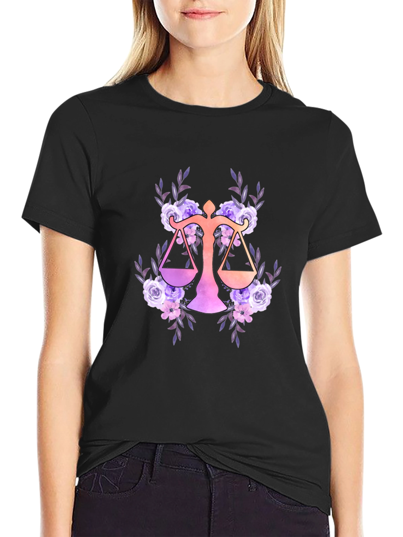 Floral Libra Zodiac T-Shirt