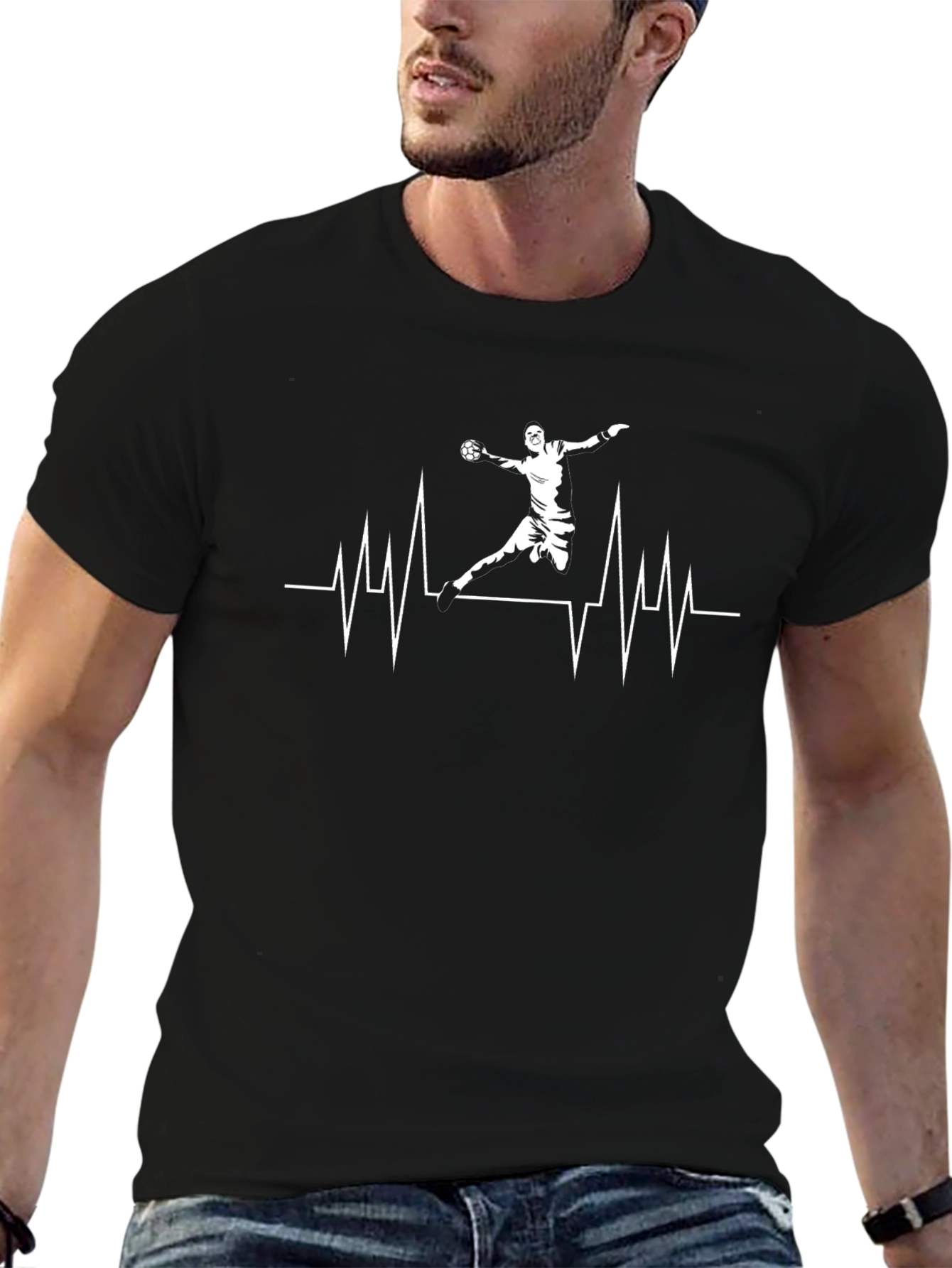 Handball Heartbeat Graphic Tee - Black