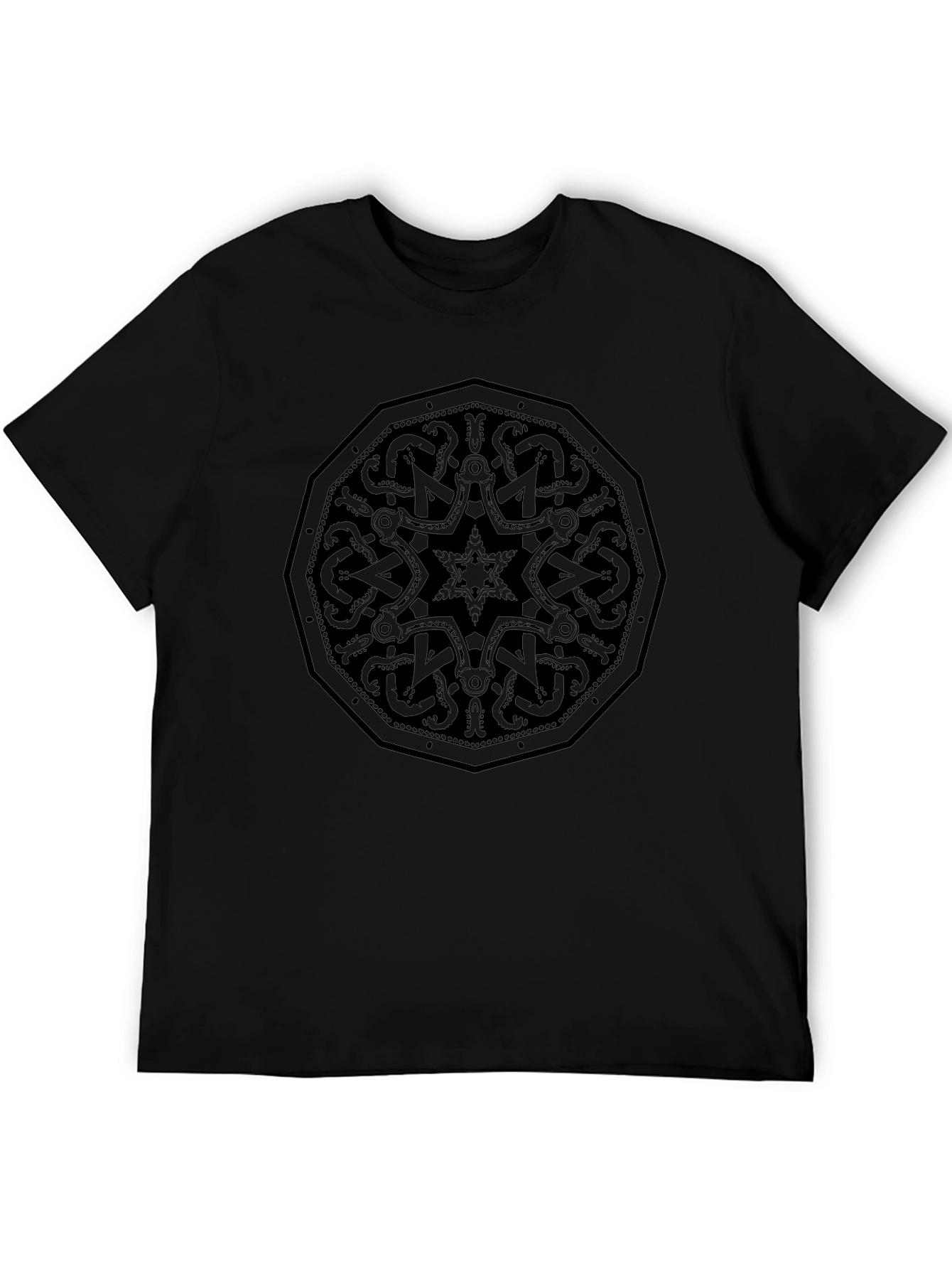 Mens Black Graphic Tee - Nordic Knot Design