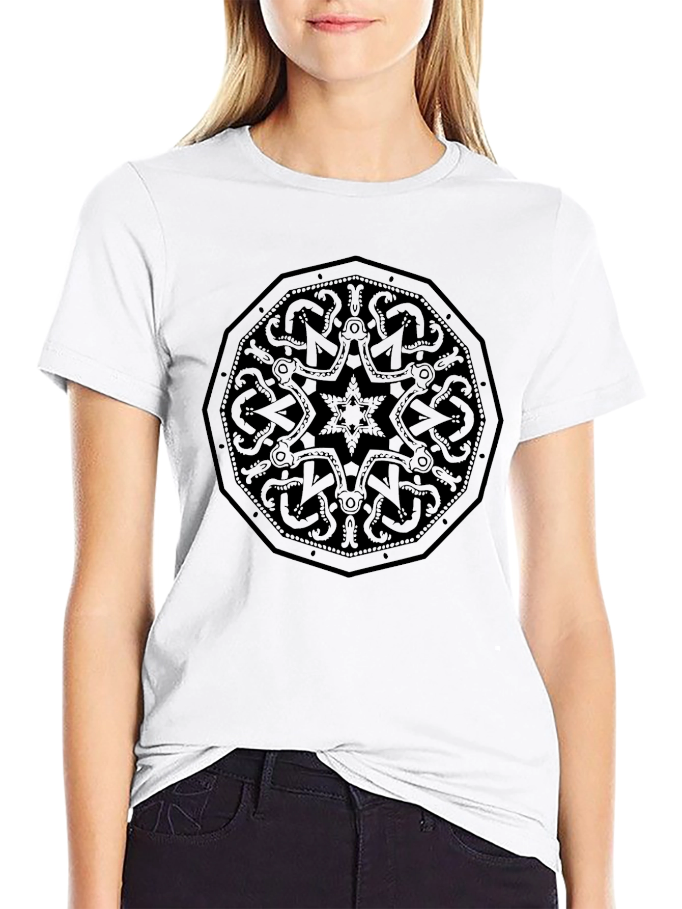 Mens Black Graphic Tee - Nordic Knot Design
