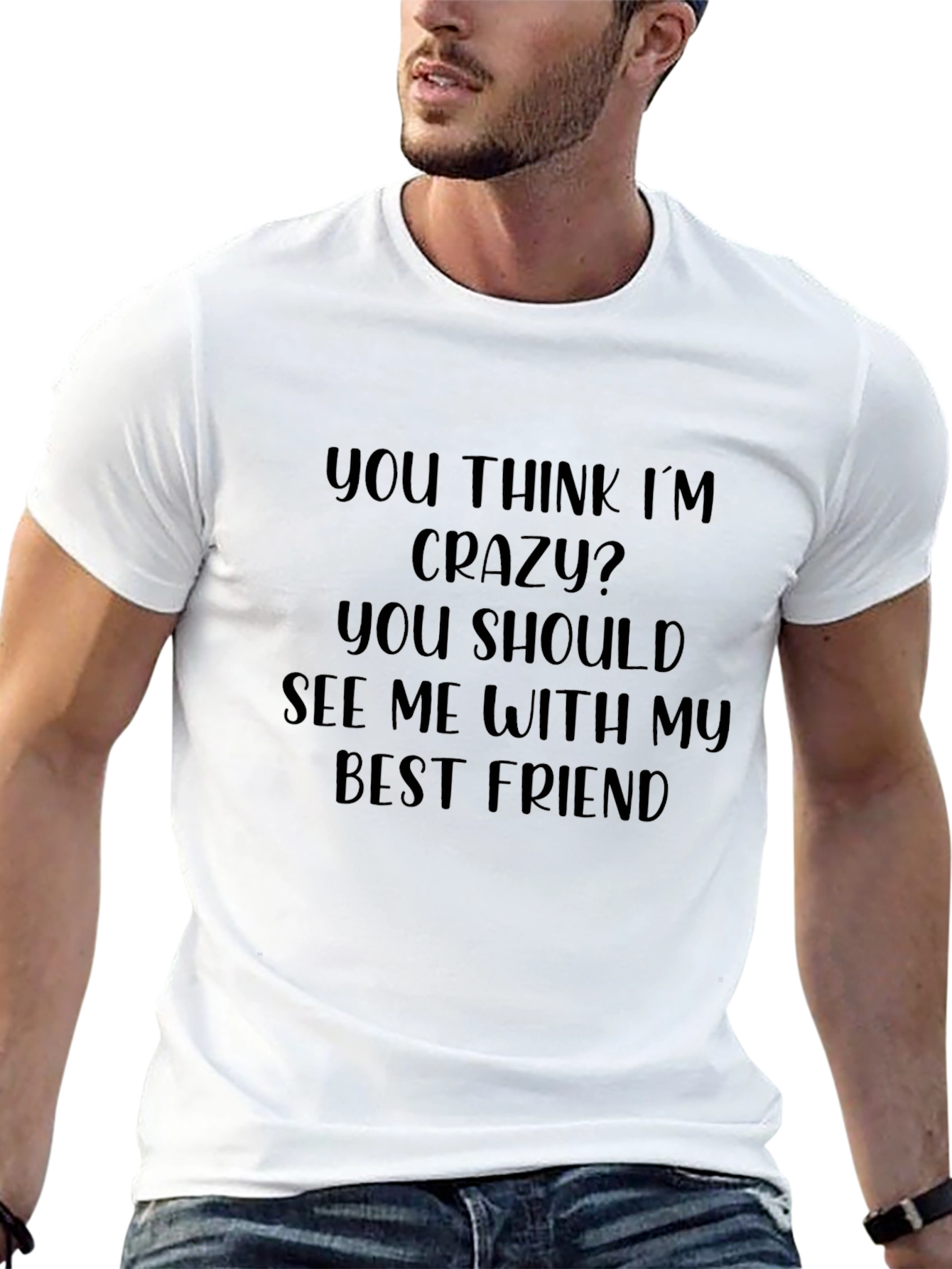 Crazy Best Friend Graphic Tee - Black Cotton T-Shirt