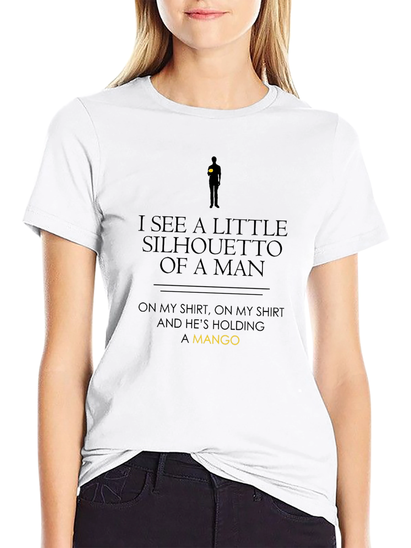 Silhouette of a Man Holding Mango Black T-Shirt