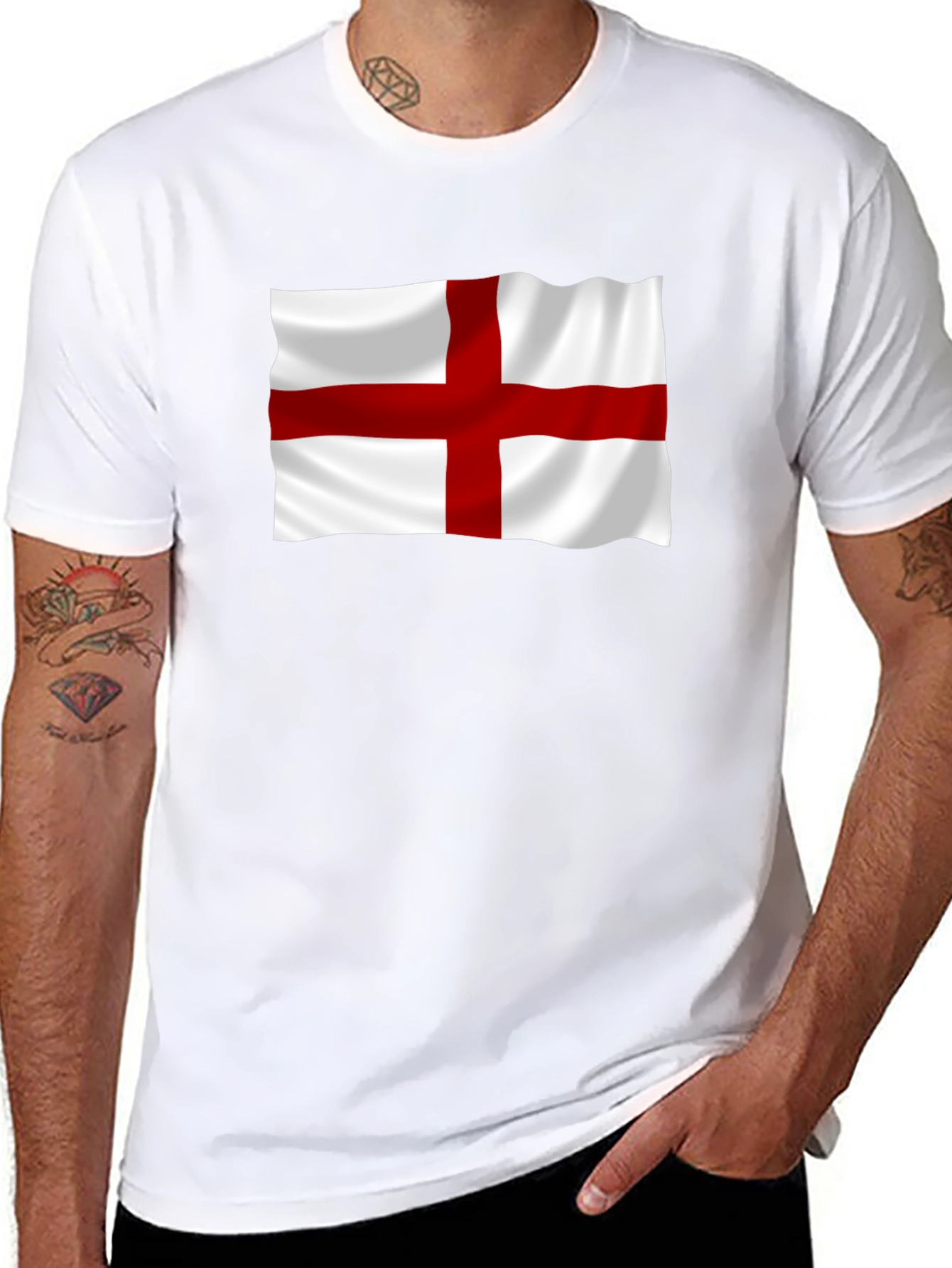 England Flag Graphic T-Shirt - Black Cotton Tee