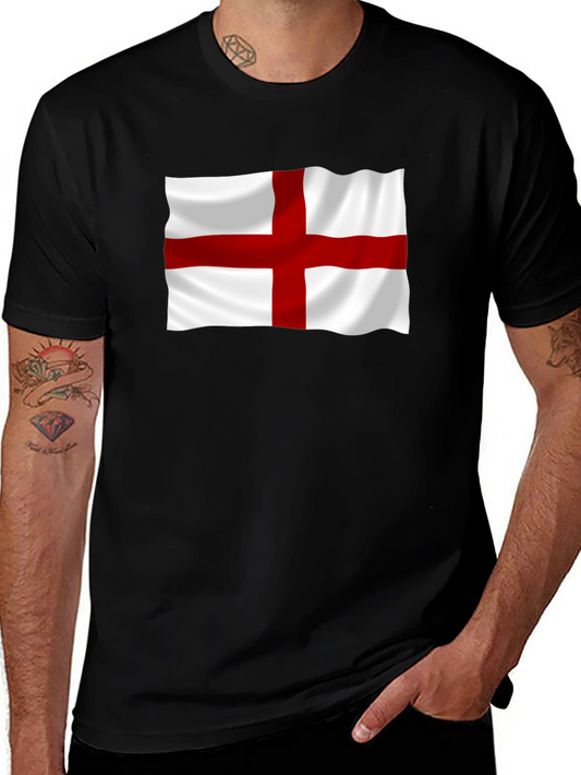 England Flag Graphic T-Shirt - Black Cotton Tee