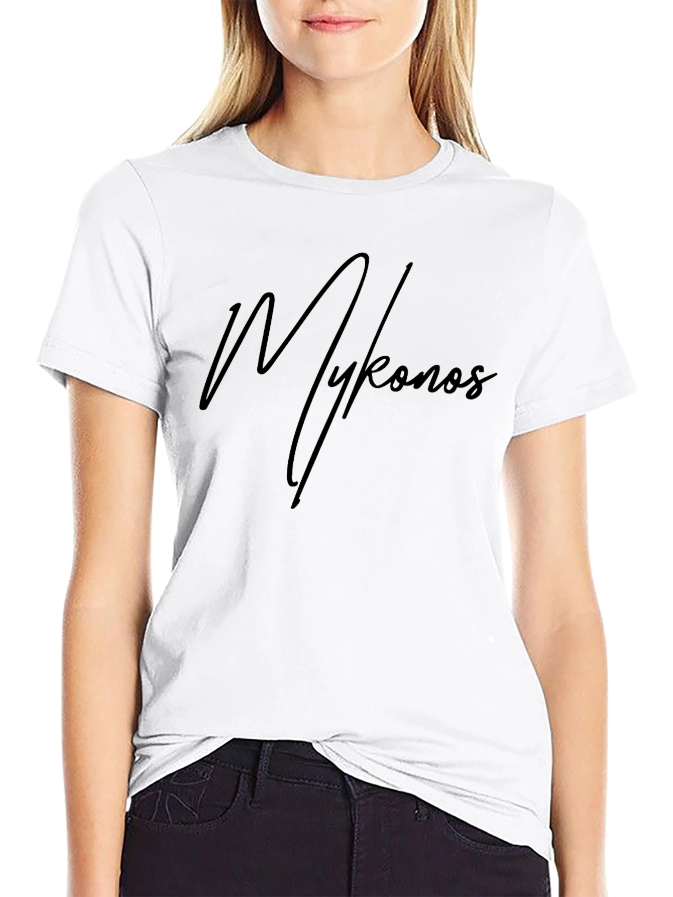 Mykonos Script Black T-Shirt