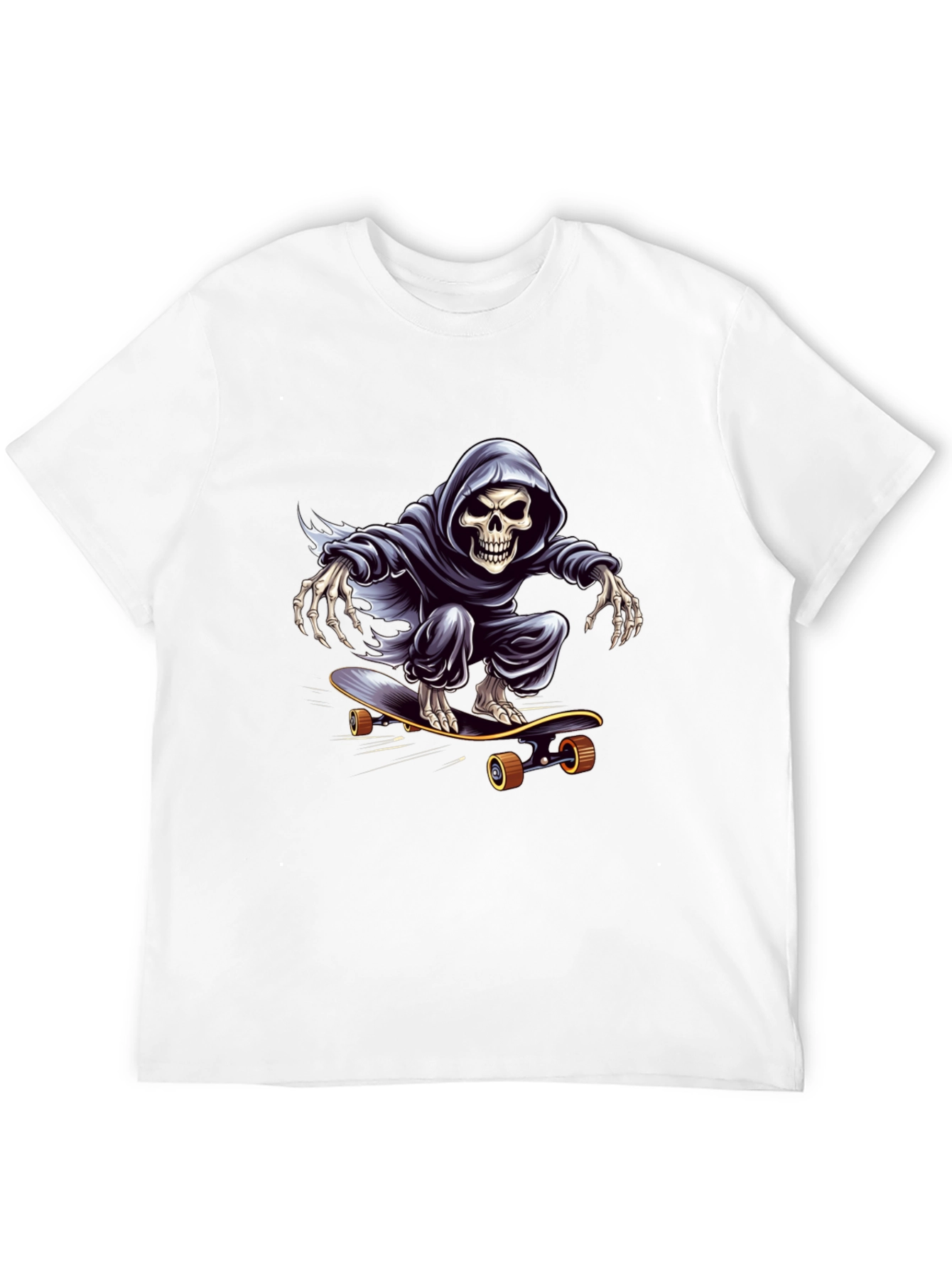 Grim Reaper Skateboarding Graphic Tee - Cool Skeleton Shirt
