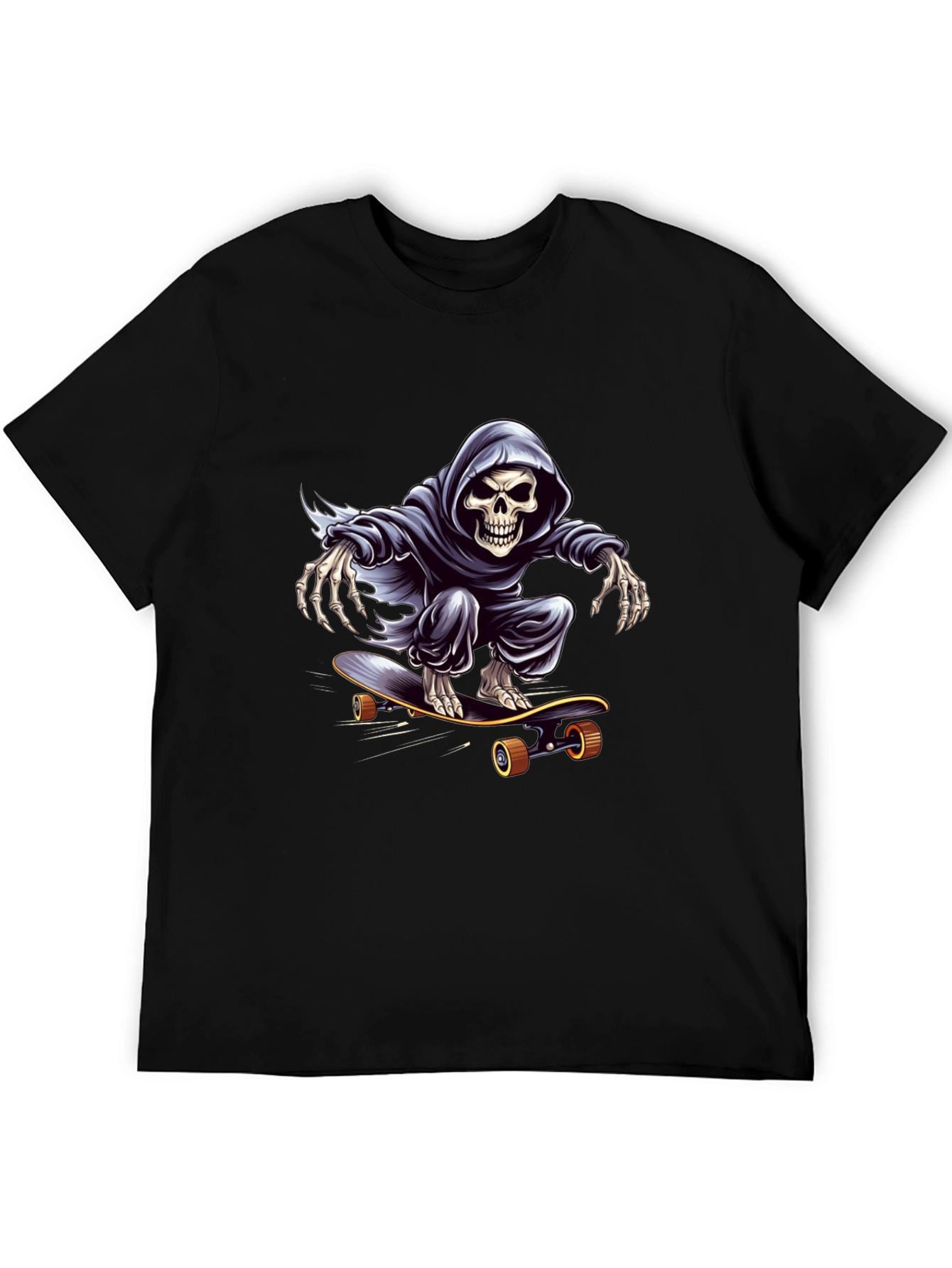 Grim Reaper Skateboarding Graphic Tee - Cool Skeleton Shirt